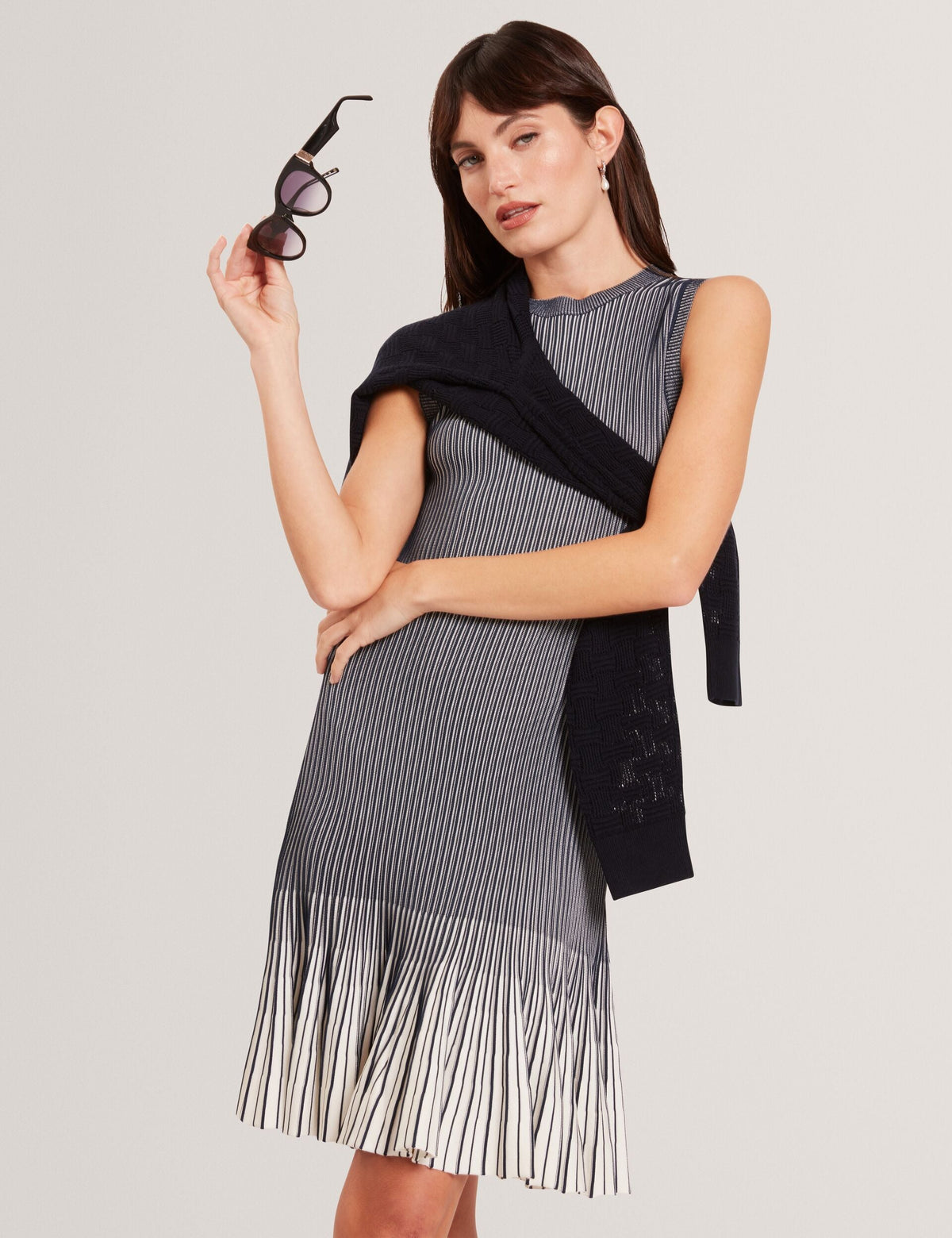 Ted Baker Lilyo Ribbed Knit Flippy Hem Sleeveless Mini Dress Women's
