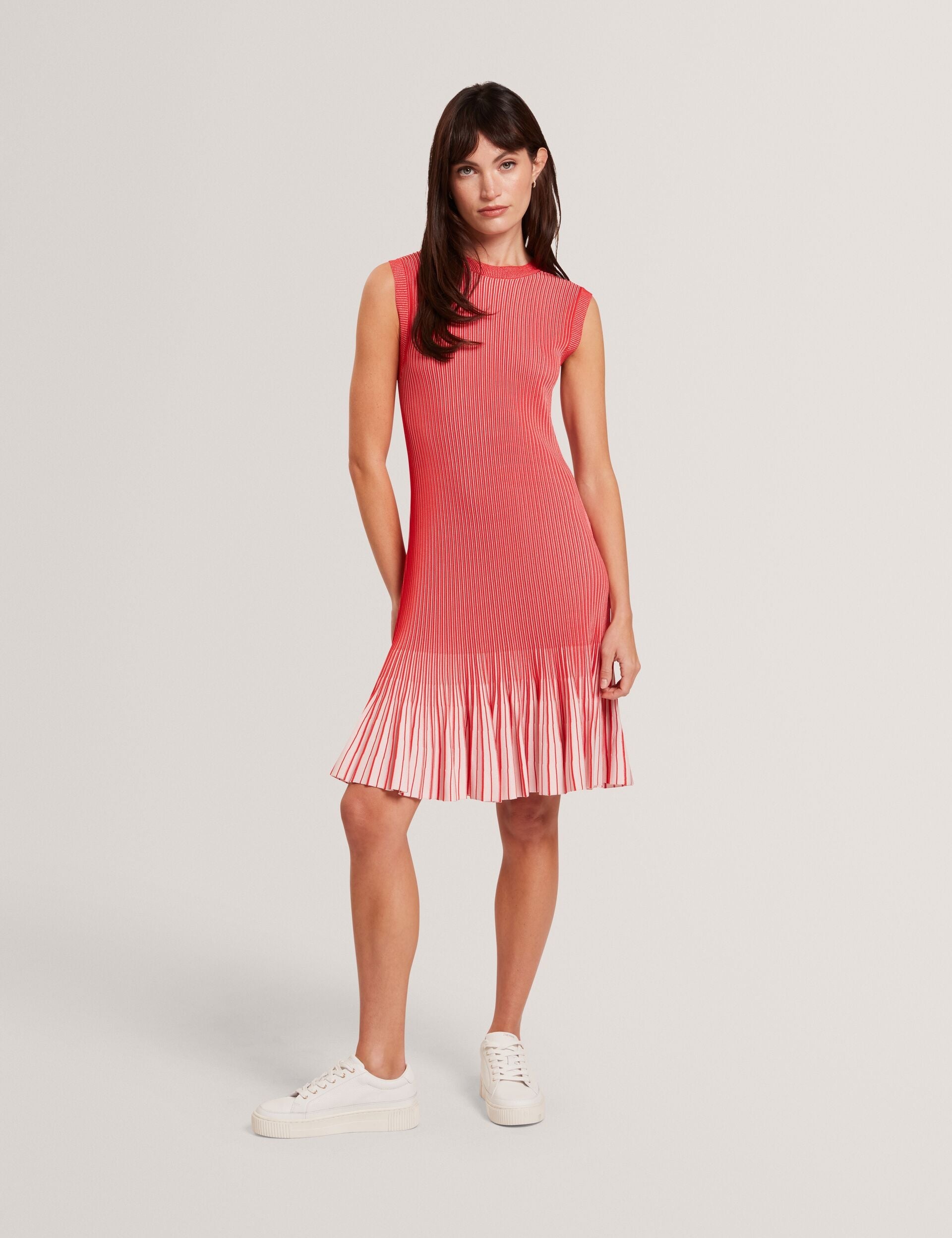 Ted Baker Lilyo Ribbed Knit Flippy Hem Sleeveless Mini Dress Women's