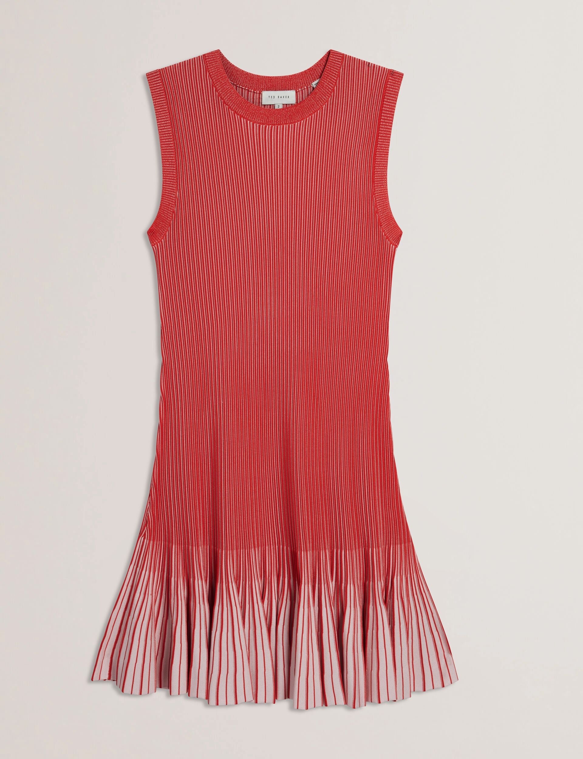 Ted Baker Lilyo Ribbed Knit Flippy Hem Sleeveless Mini Dress Women's