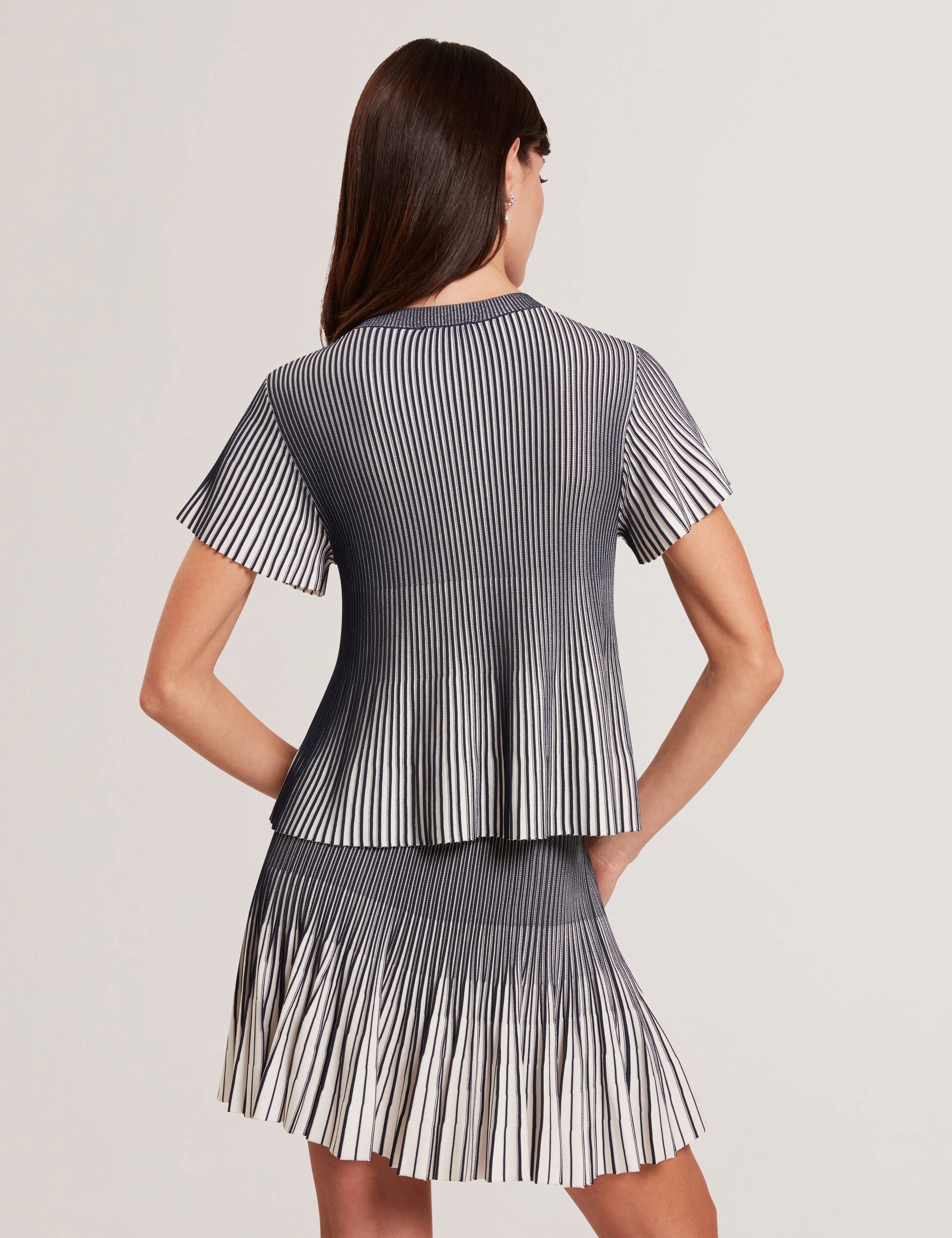Ted Baker Hethrr Textured Knit Fluted Short Sleeve Top Women's