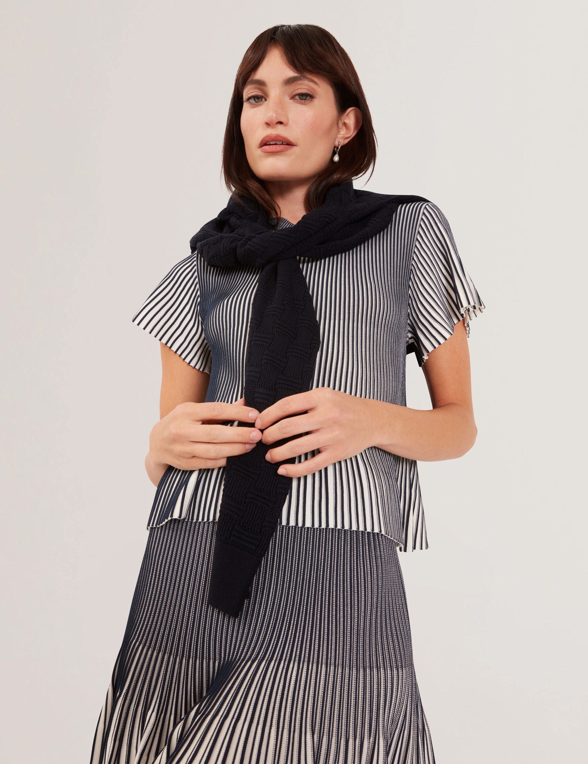 Ted Baker Hethrr Textured Knit Fluted Short Sleeve Top Women's