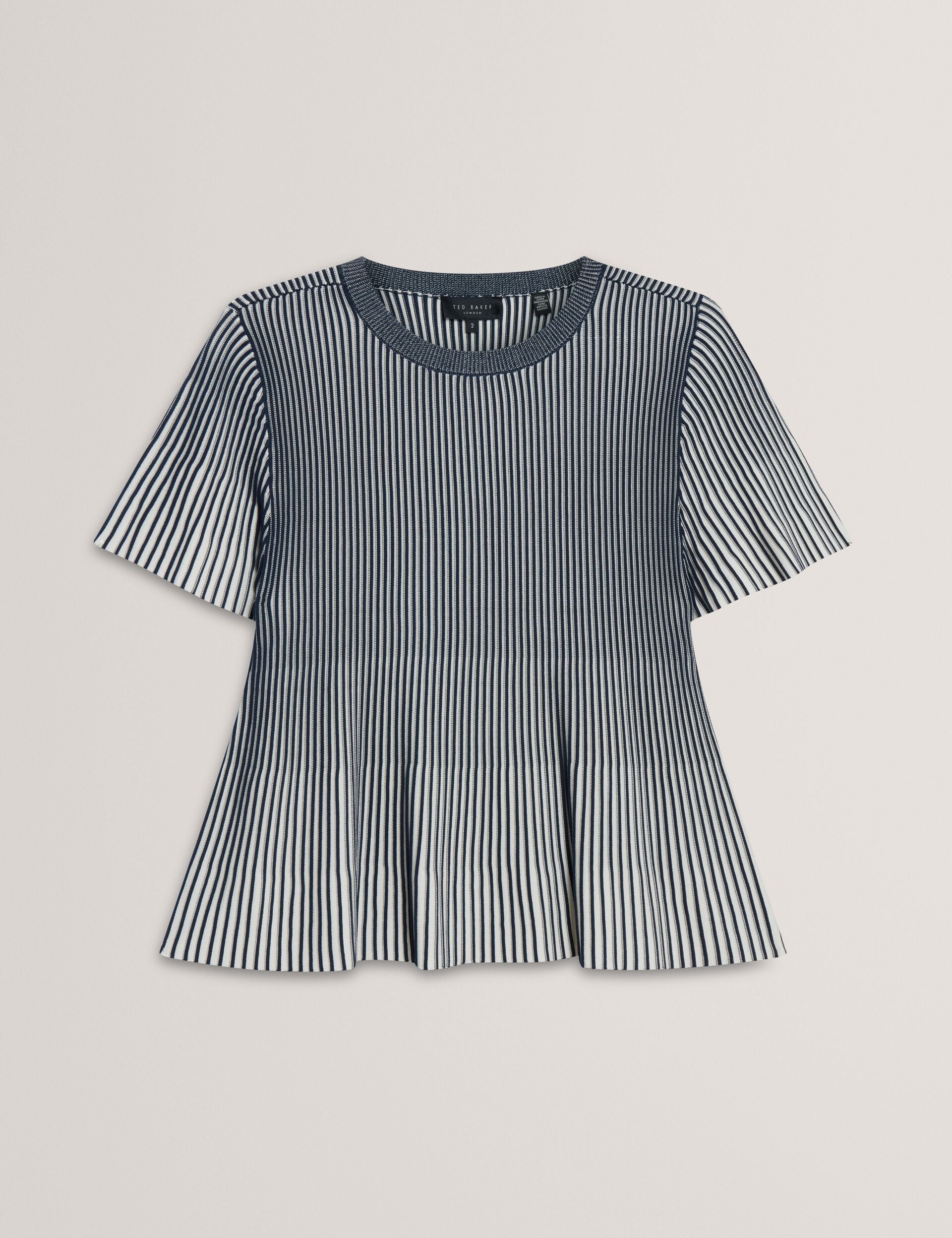 Ted Baker Hethrr Textured Knit Fluted Short Sleeve Top Women's