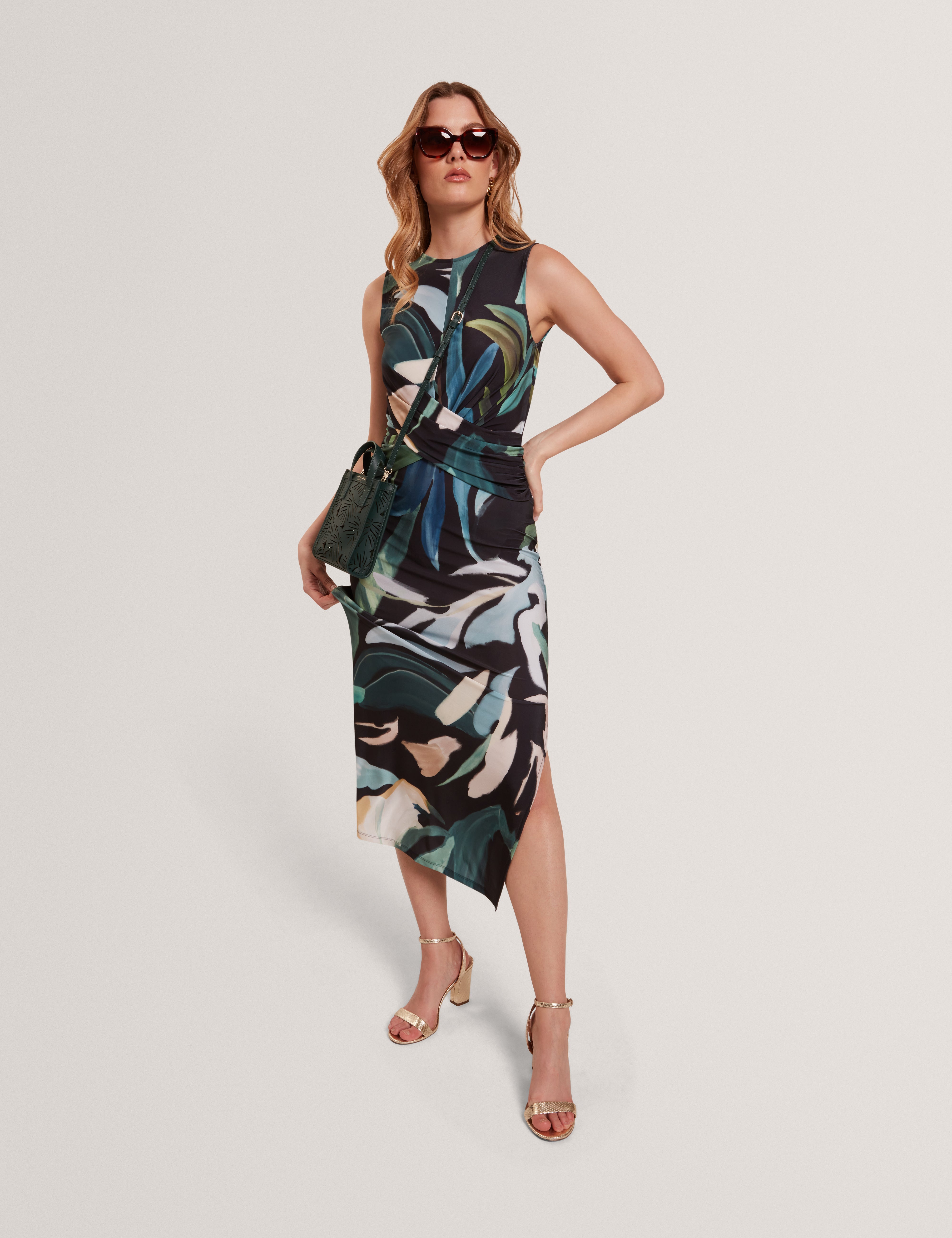 Ted Baker Linneaa Bold Print Sleeveless Bodycon Midi Dress Women's