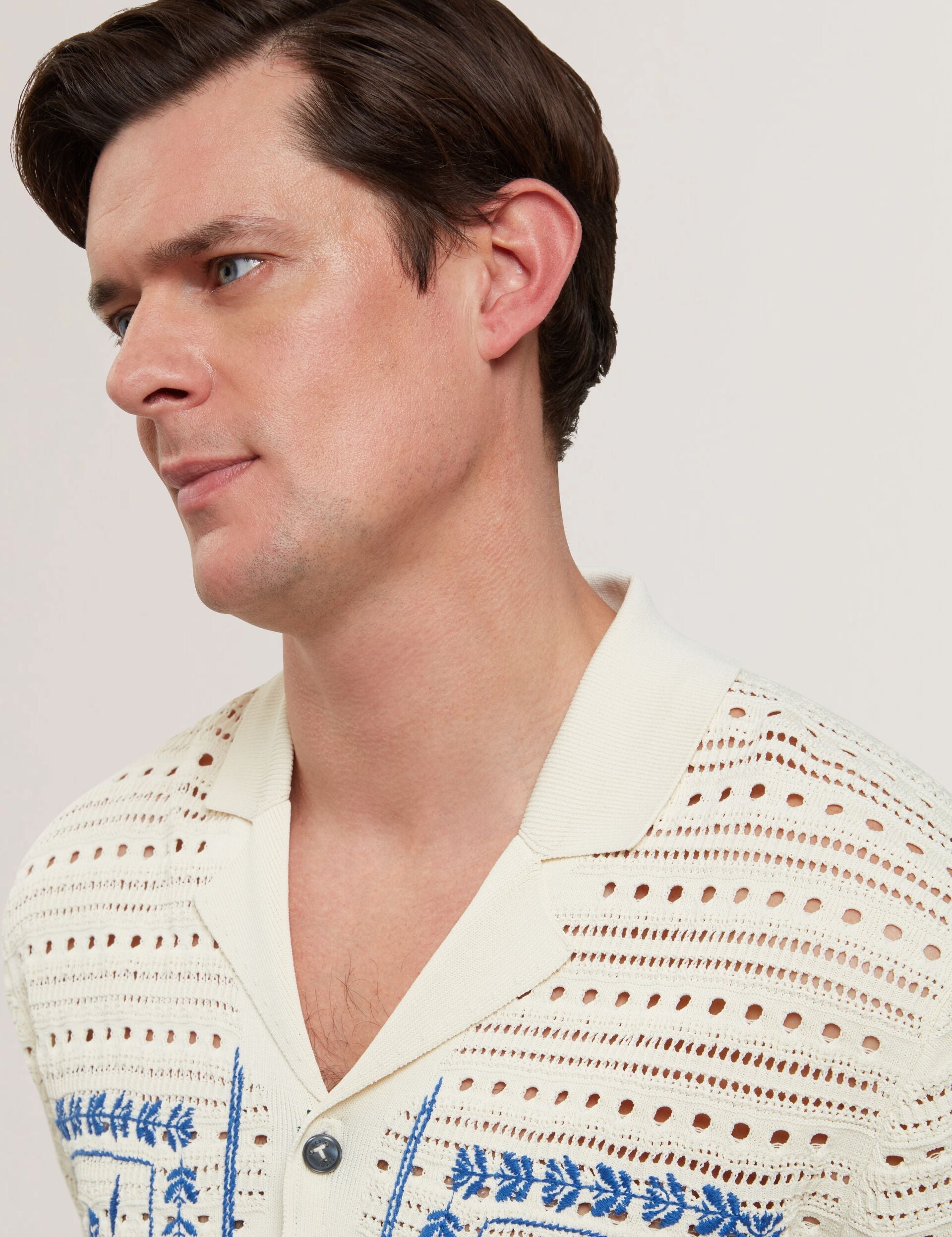 Ted Baker Barri Embroidered Crochet Short Sleeve Shirt