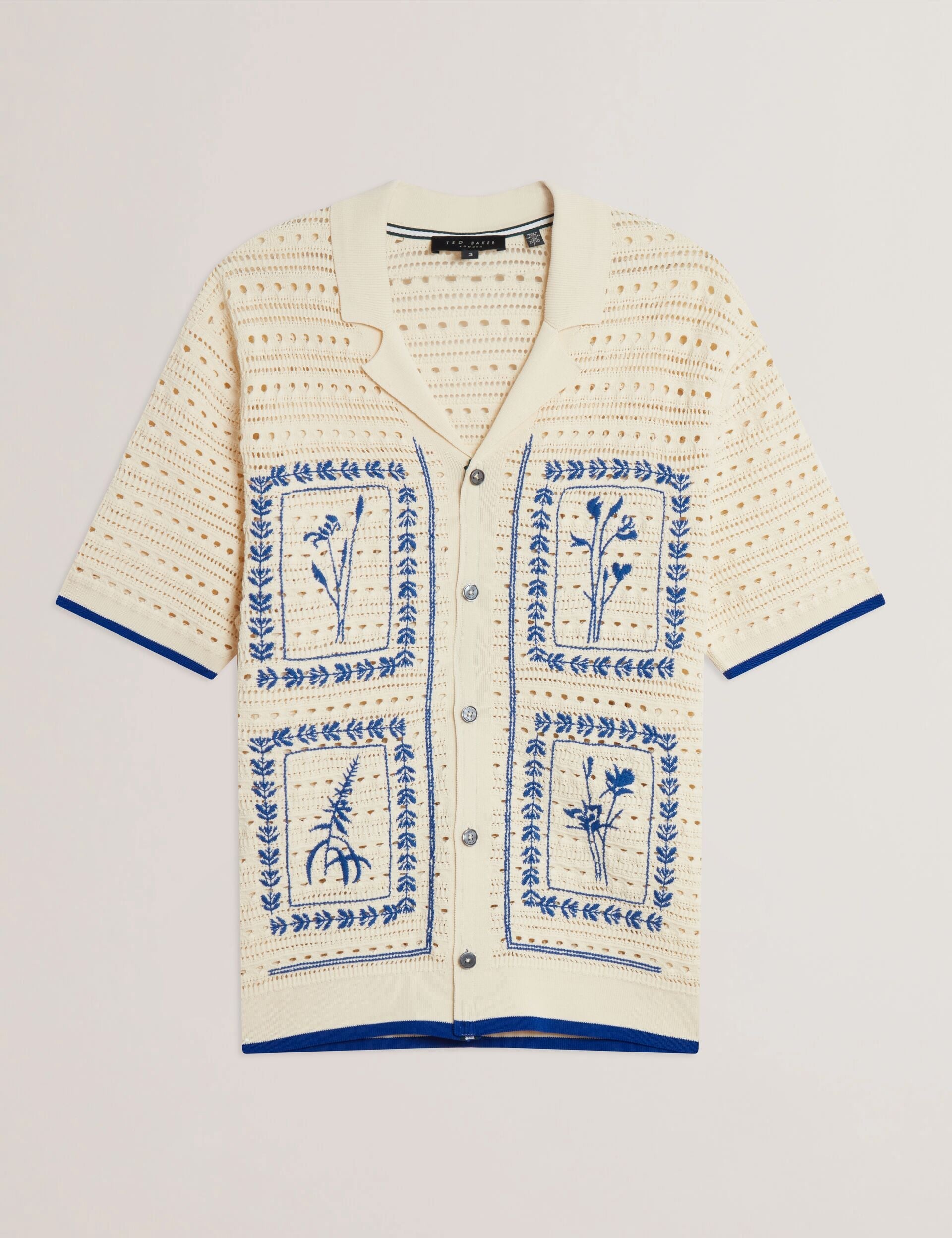 Ted Baker Barri Embroidered Crochet Short Sleeve Shirt