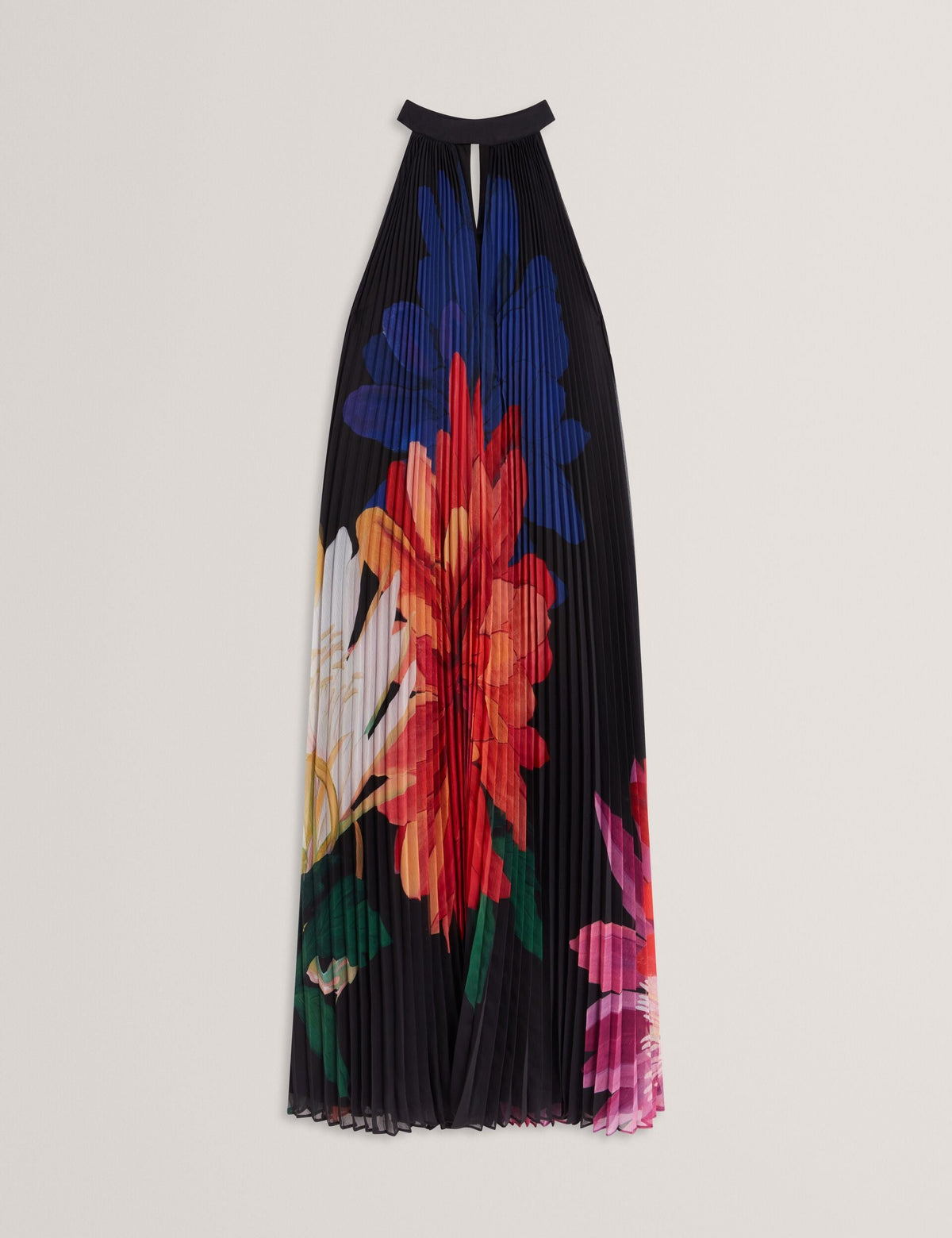 Ted Baker Scotlia Bold Bloom Pleated Halter Neck Midi Dress Women's