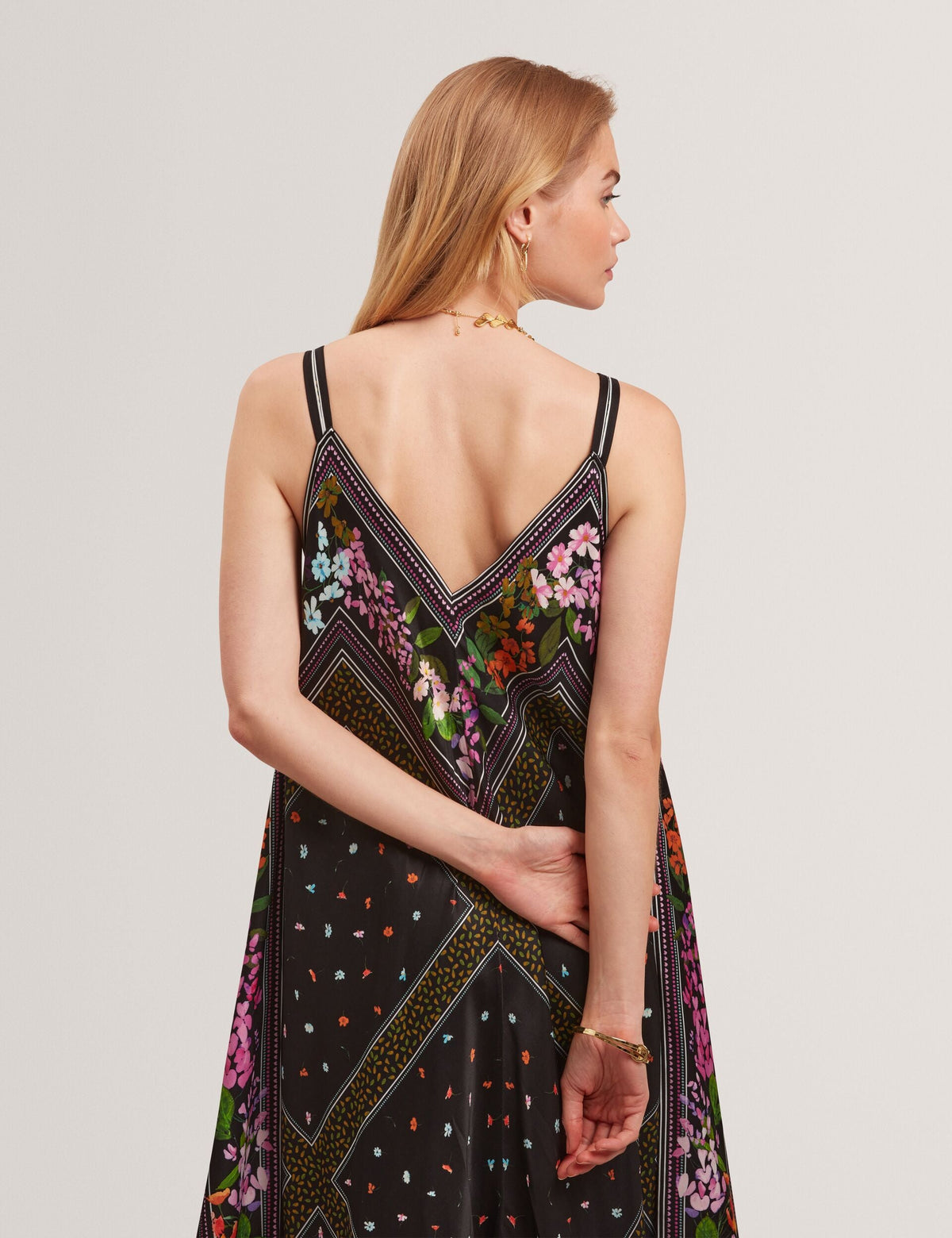 Ted Baker Lariia Scarf Print Asymmetric Midi Slip Dress Women's