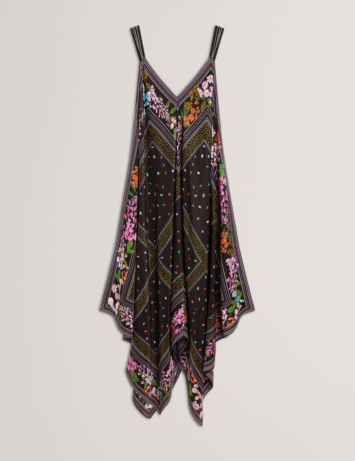 Ted Baker Lariia Scarf Print Asymmetric Midi Slip Dress Women's
