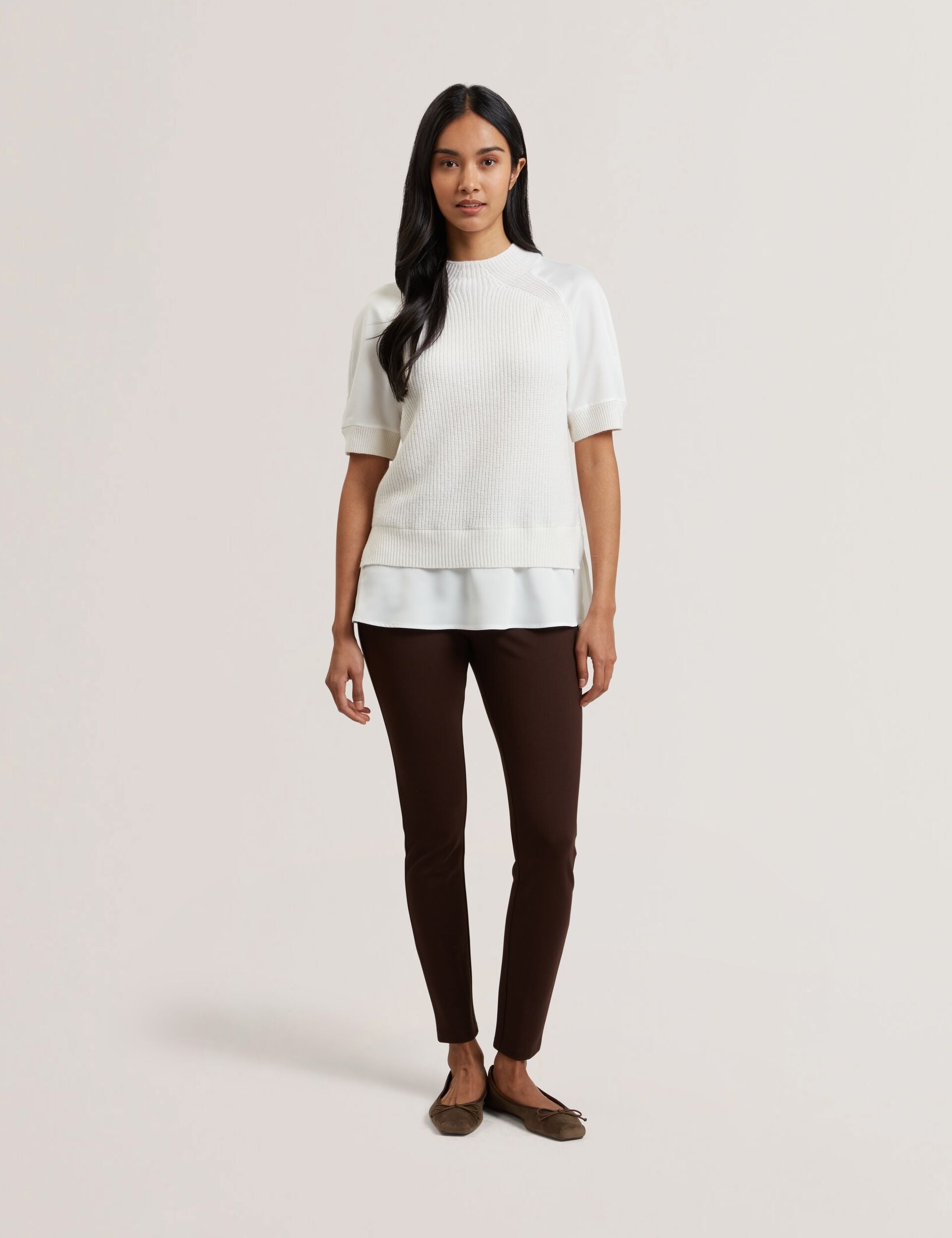 Ted Baker Onzaa Chunky Knit Short Sleeve Top With Shirt Hem Women's