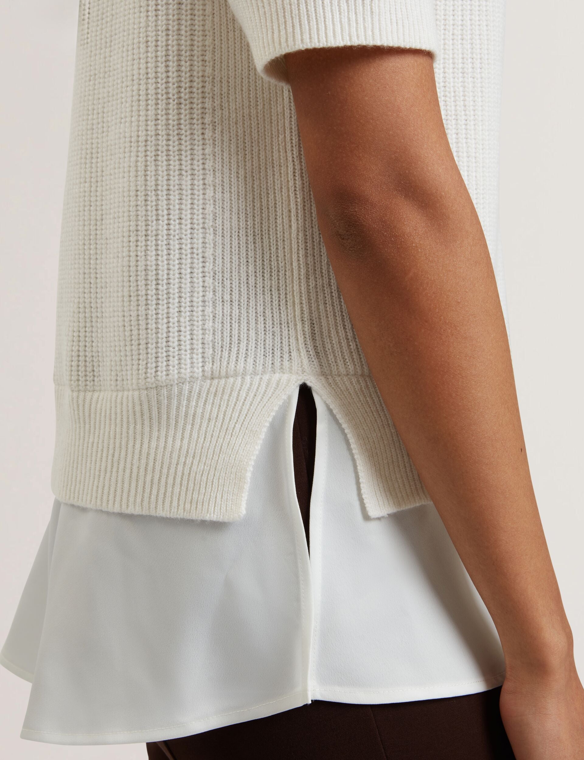 Ted Baker Onzaa Chunky Knit Short Sleeve Top With Shirt Hem Women's