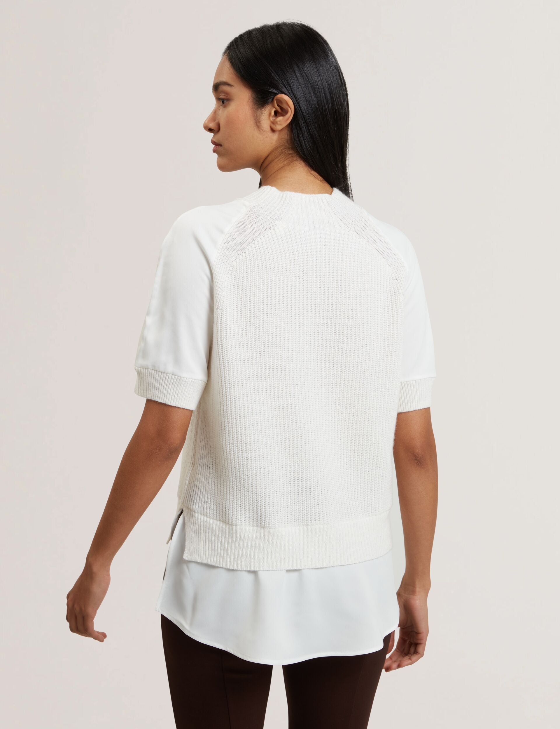 Ted Baker Onzaa Chunky Knit Short Sleeve Top With Shirt Hem Women's