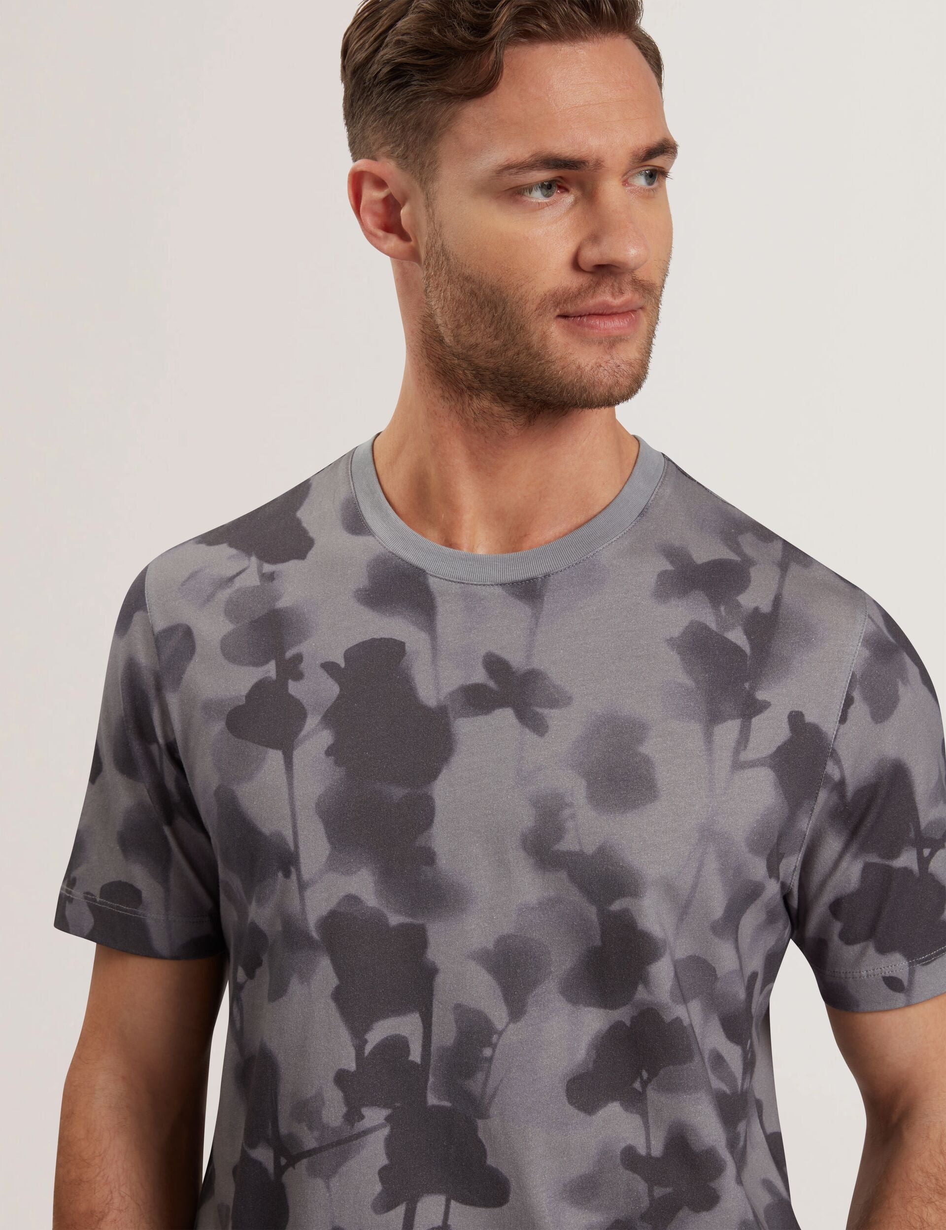 Ted Baker Denniss Monochrome Floral Print Cotton Tshirt