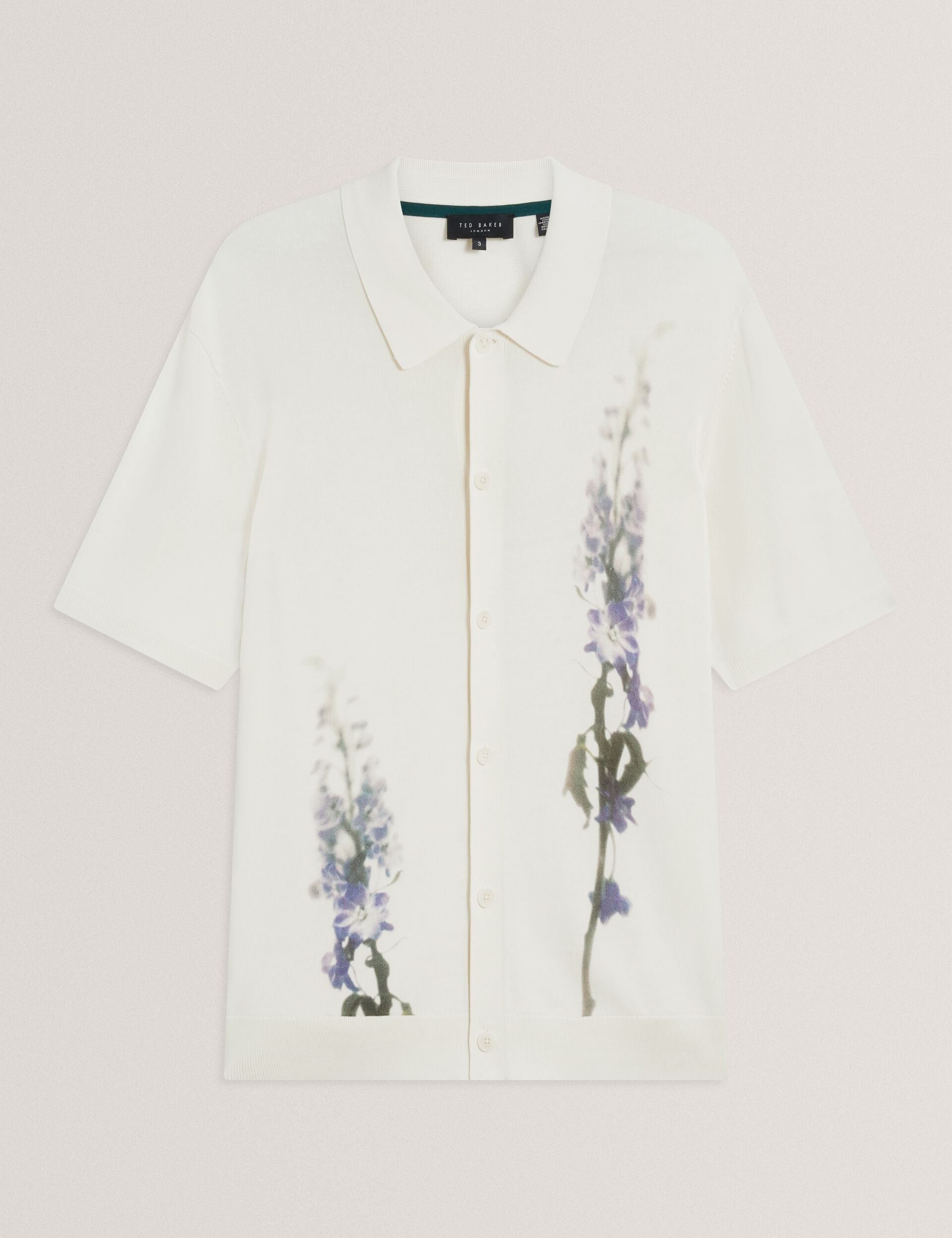 Ted Baker Ruits Floral Detail Button Through Polo Shirt