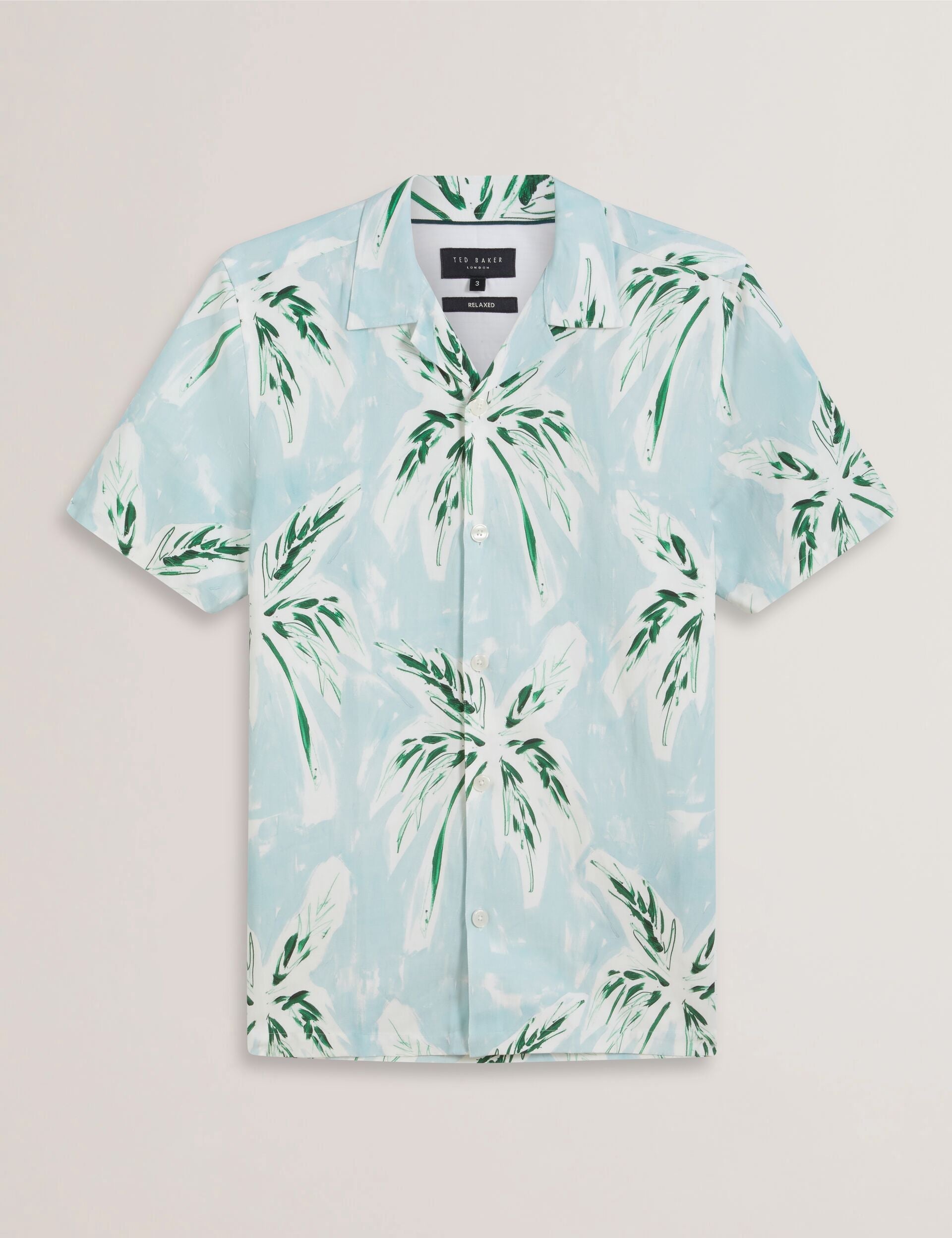 Ted Baker Boche Tropical Print Linen Blend Relaxed Shirt