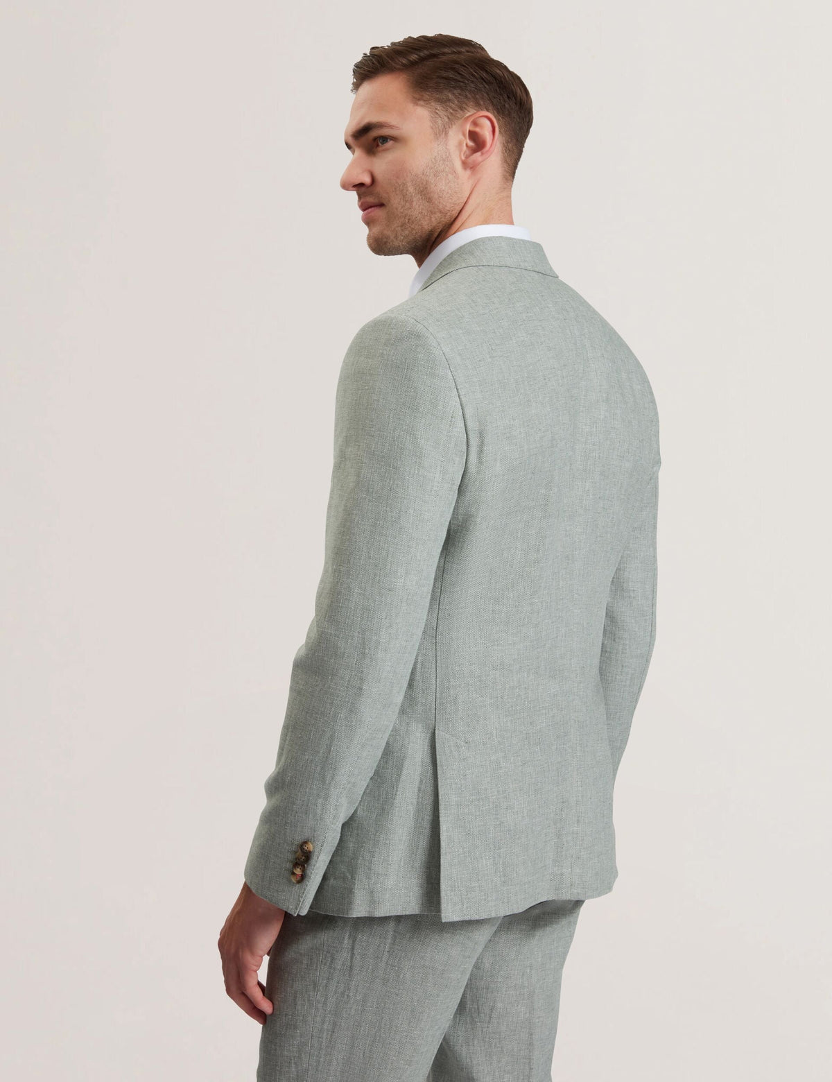 Ted Baker Kenleyj Green Linen Cotton Single Breasted Blazer