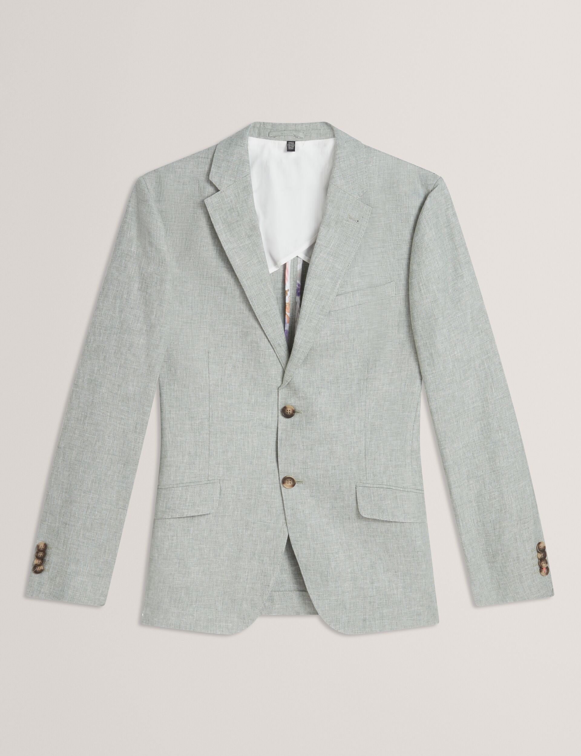 Ted Baker Kenleyj Green Linen Cotton Single Breasted Blazer