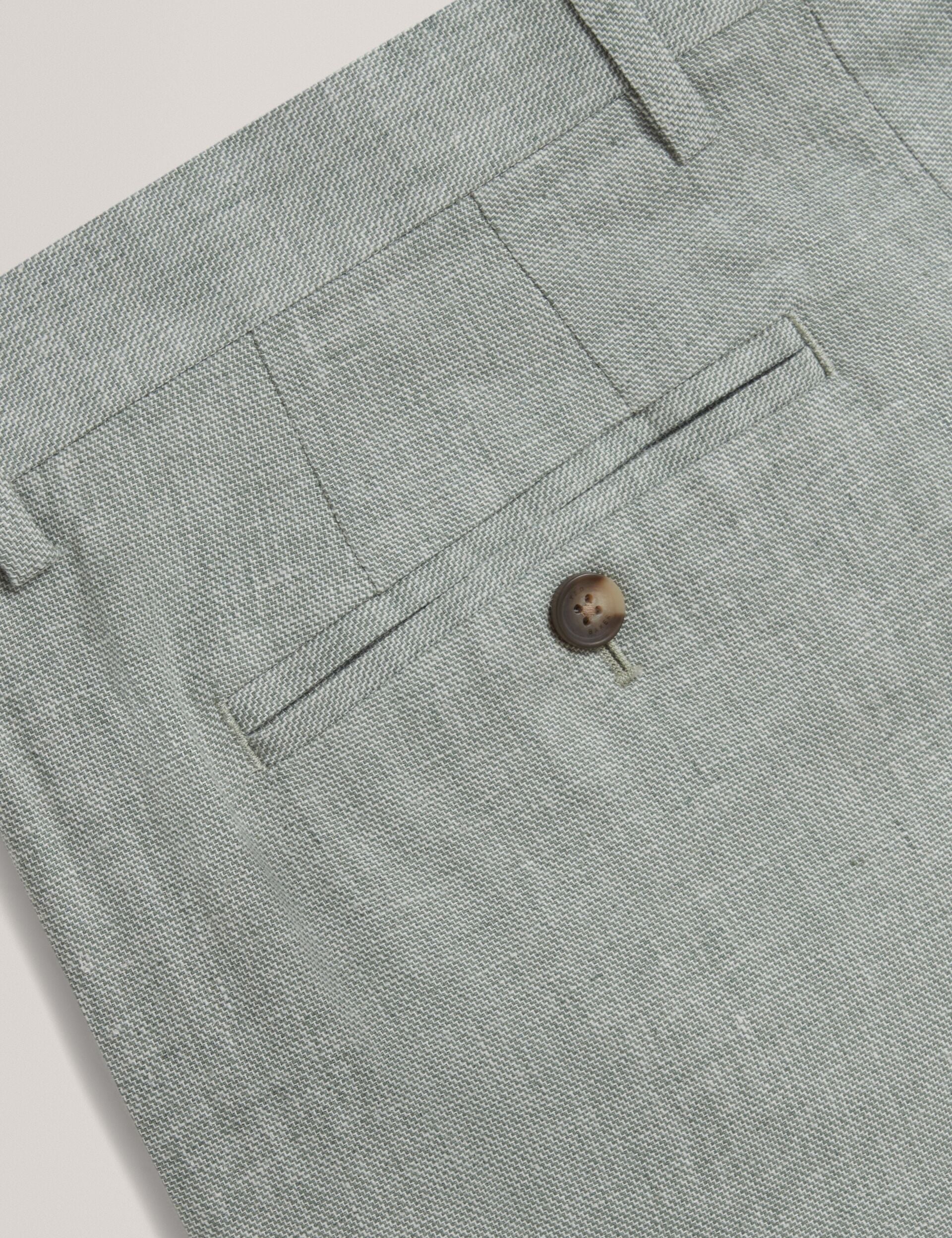 Ted Baker Kenleyt Green Linen Cotton Woven Smart Trousers