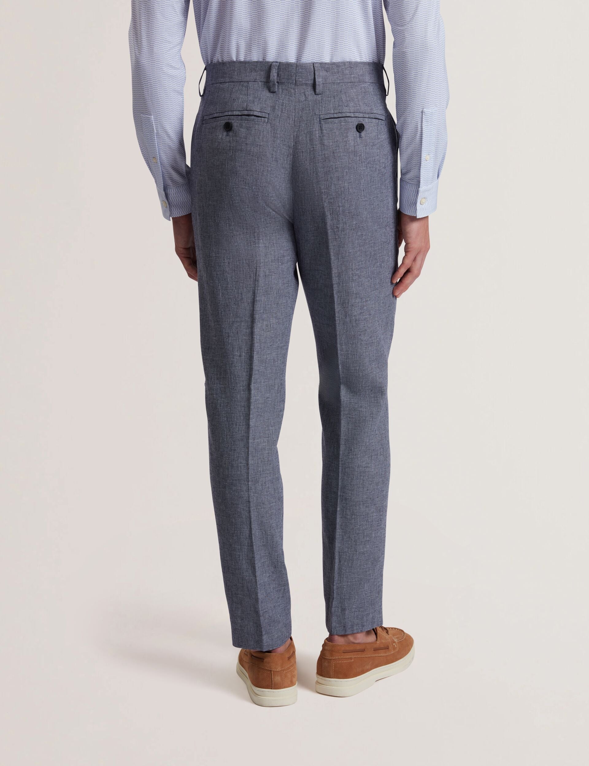 Ted Baker Kenleyt Navy Linen Cotton Woven Smart Trousers