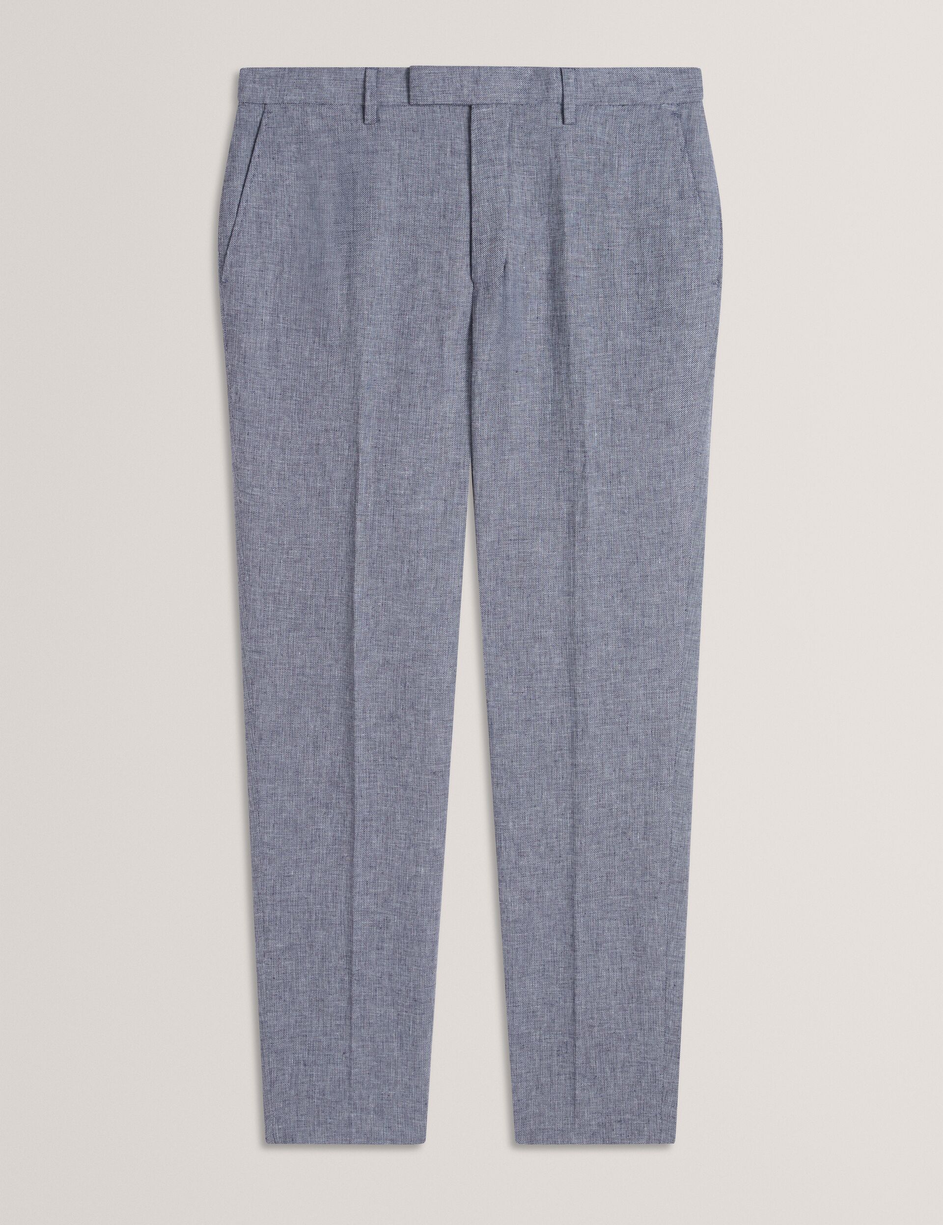 Ted Baker Kenleyt Navy Linen Cotton Woven Smart Trousers