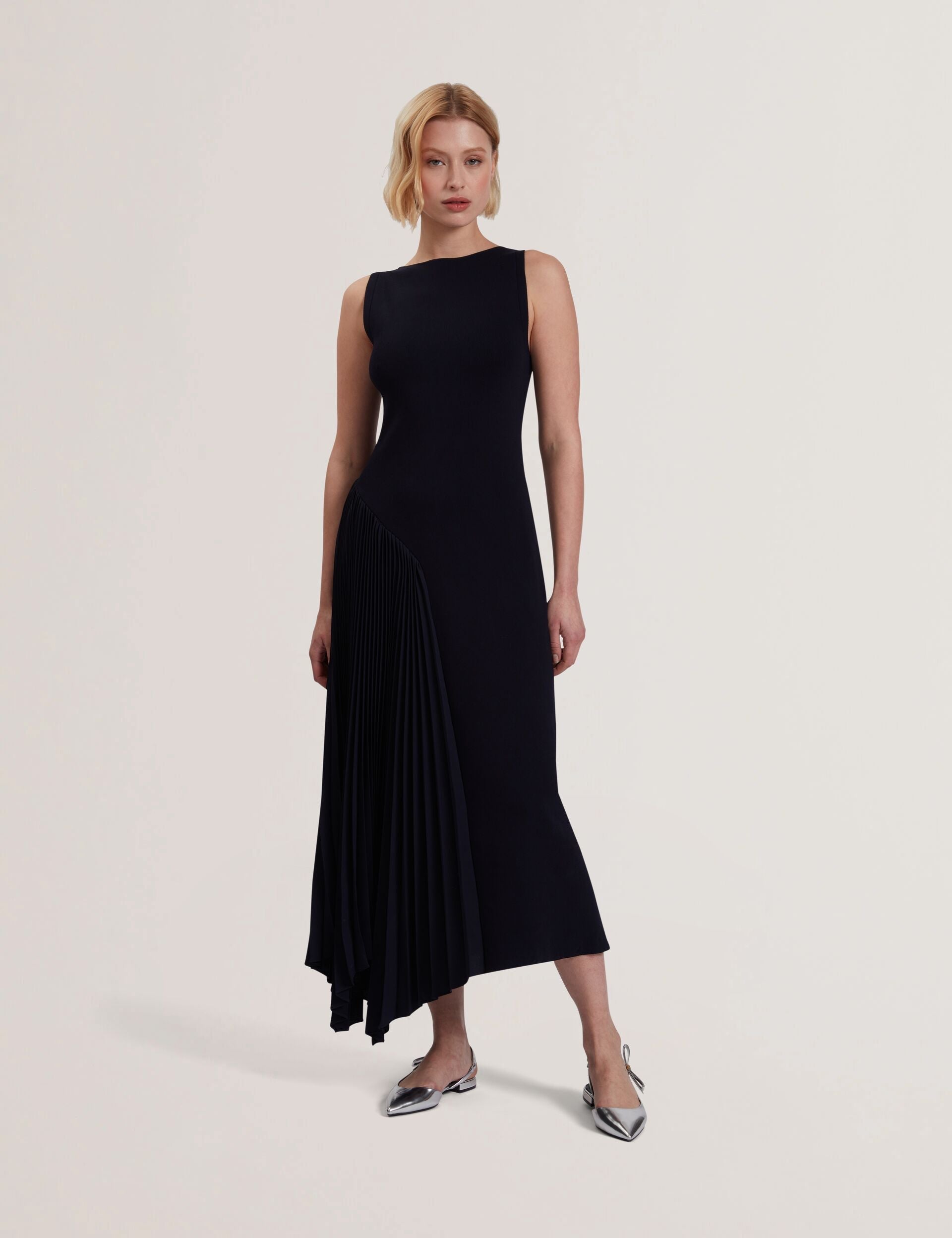 Ted Baker Azzina Pleated Panel Sleeveless Knitted Midi Dress Women's