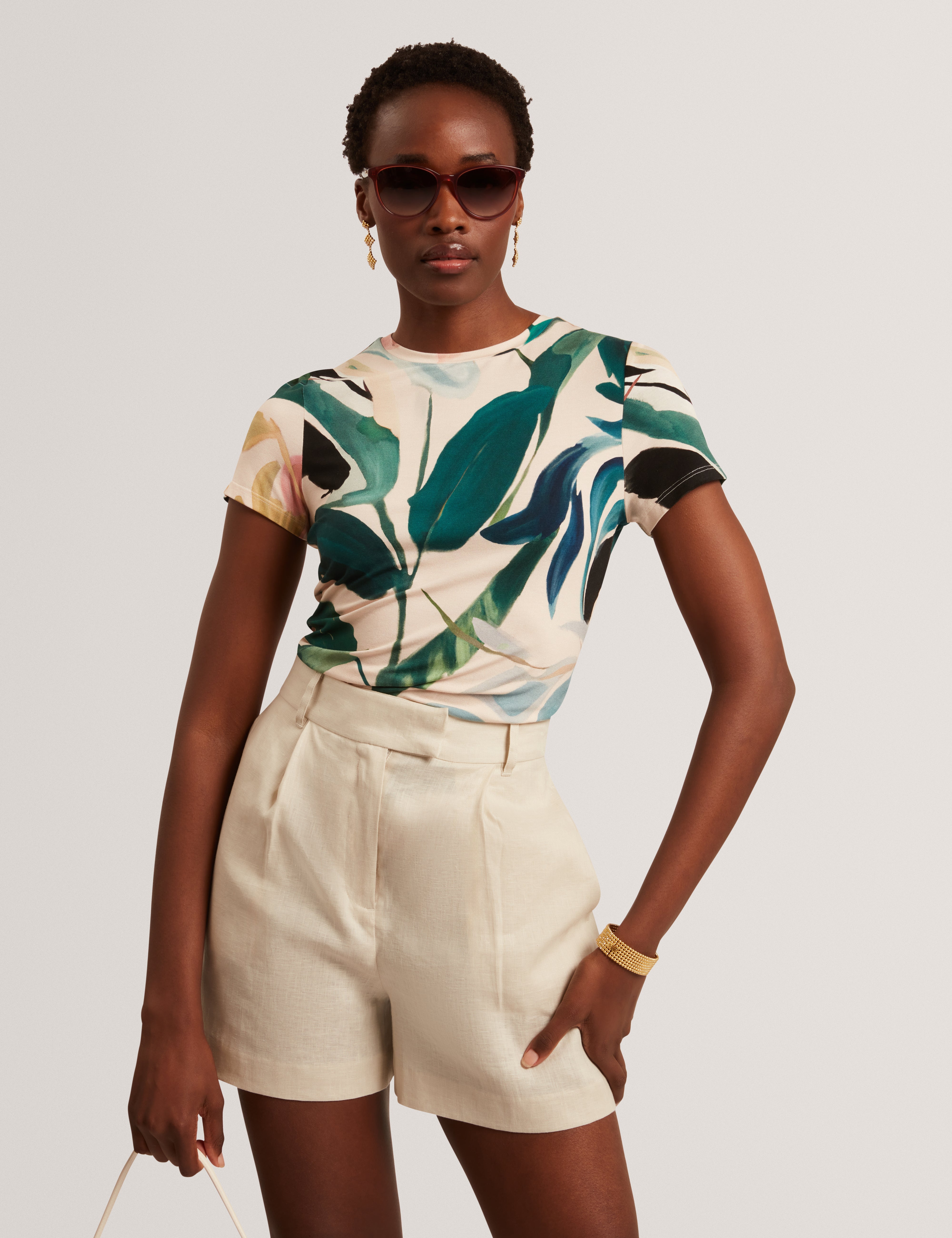 Ted Baker Haiiley Slim Fit Painted Print Short Sleeve Tshirt Women's