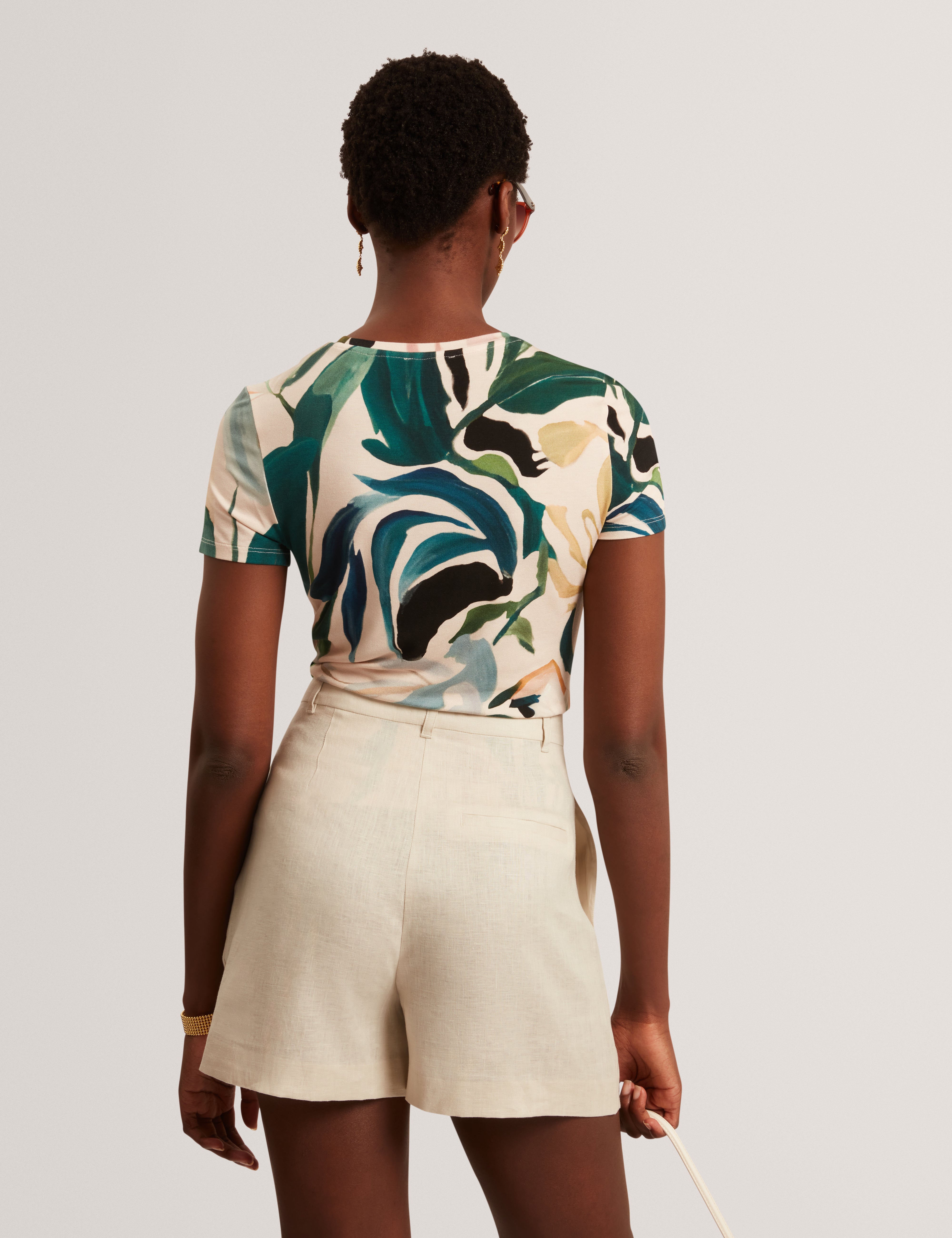 Ted Baker Haiiley Slim Fit Painted Print Short Sleeve Tshirt Women's