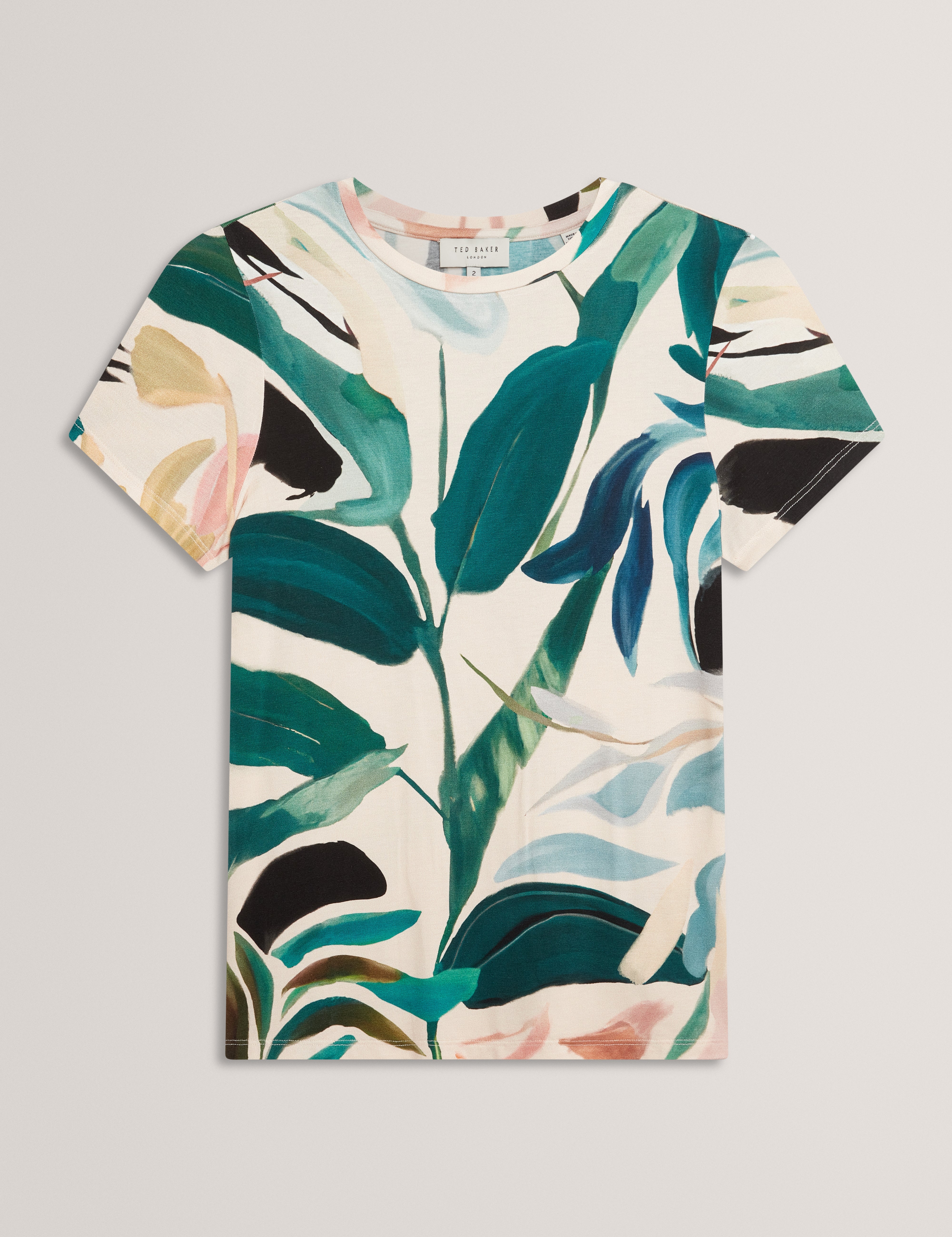 Ted Baker Haiiley Slim Fit Painted Print Short Sleeve Tshirt Women's