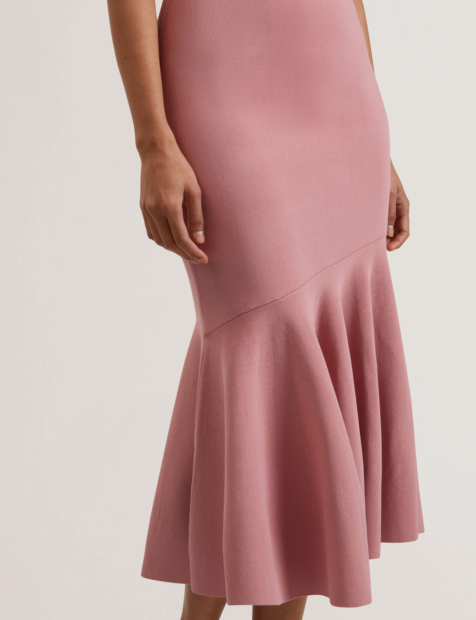 Ted Baker Miyhaa Flippy Hem Square Neck Knitted Midi Dress Women's