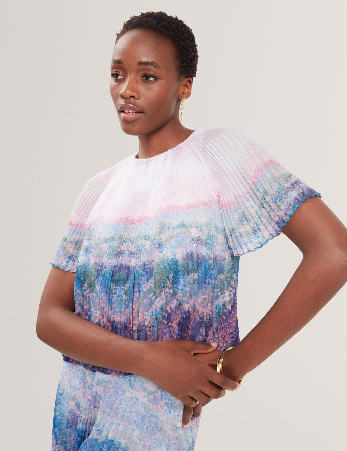 Ted Baker Aharra Pleated Short Sleeve Blouse Women's