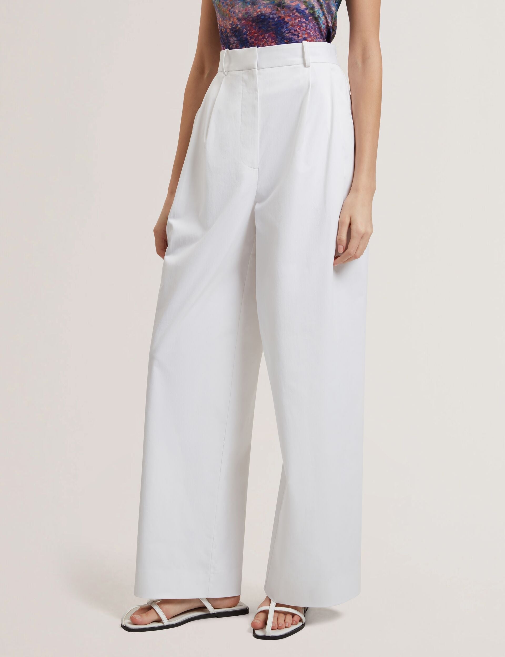 Ted Baker Zozia Cotton Pleated Front Wide Leg Trousers Women's
