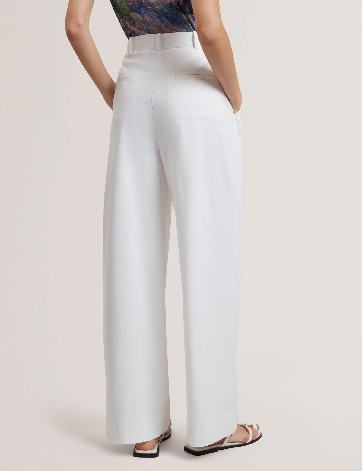 Ted Baker Zozia Cotton Pleated Front Wide Leg Trousers Women's