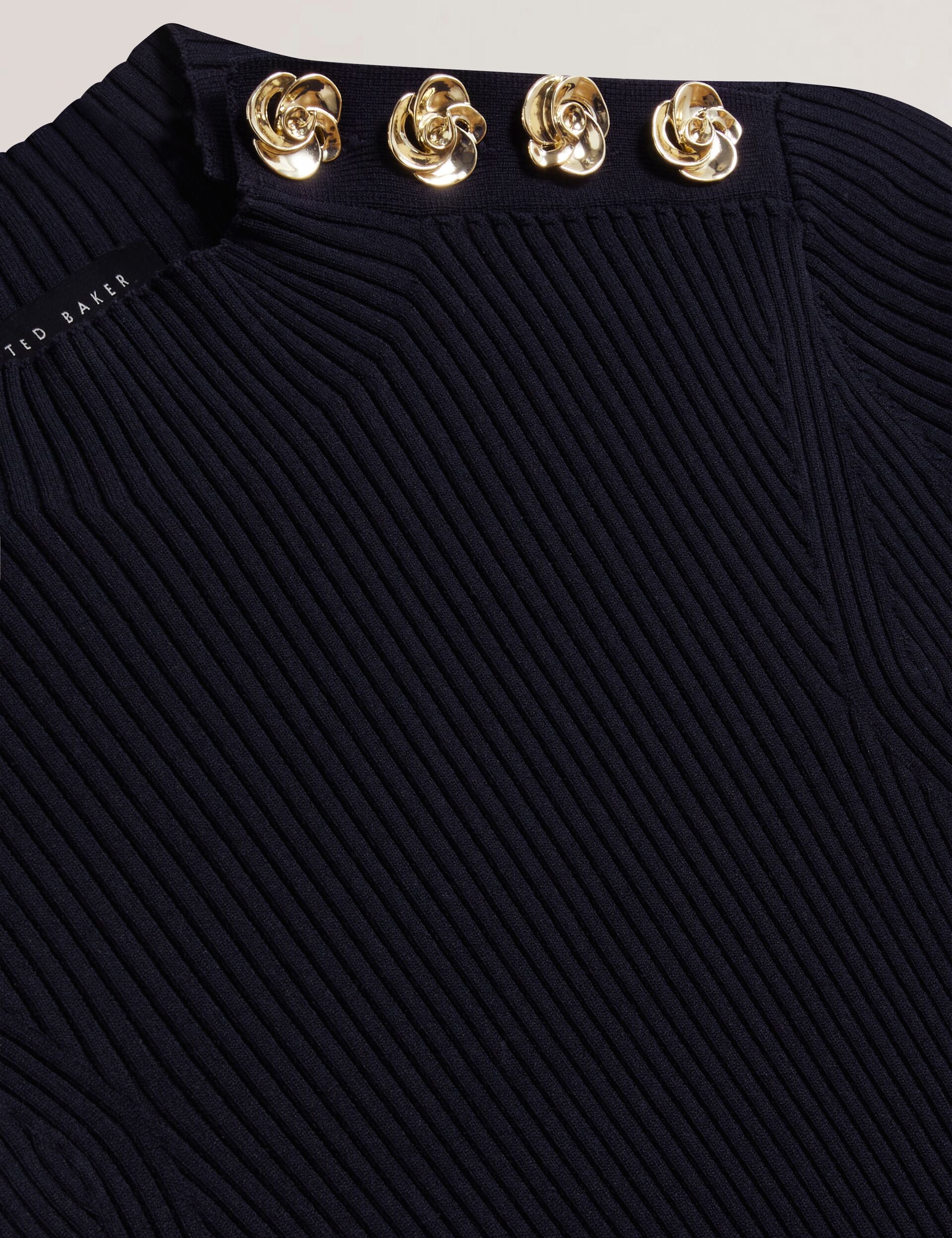 Ted Baker Eeliia Rose Button Detail Fitted Knit Top Women's
