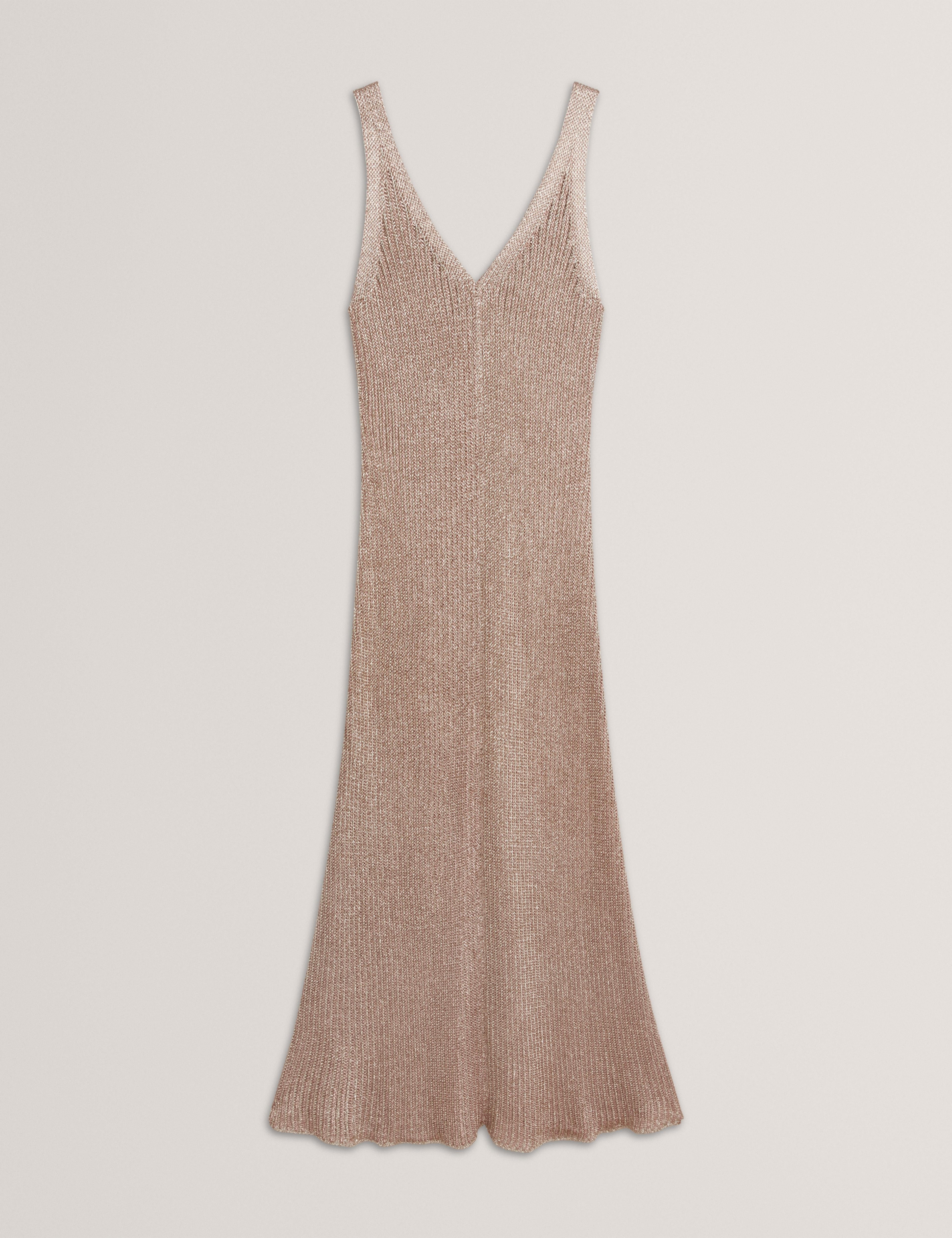 Ted Baker Alarnaa Metallic Knit Sleeveless Column Maxi Dress Women's