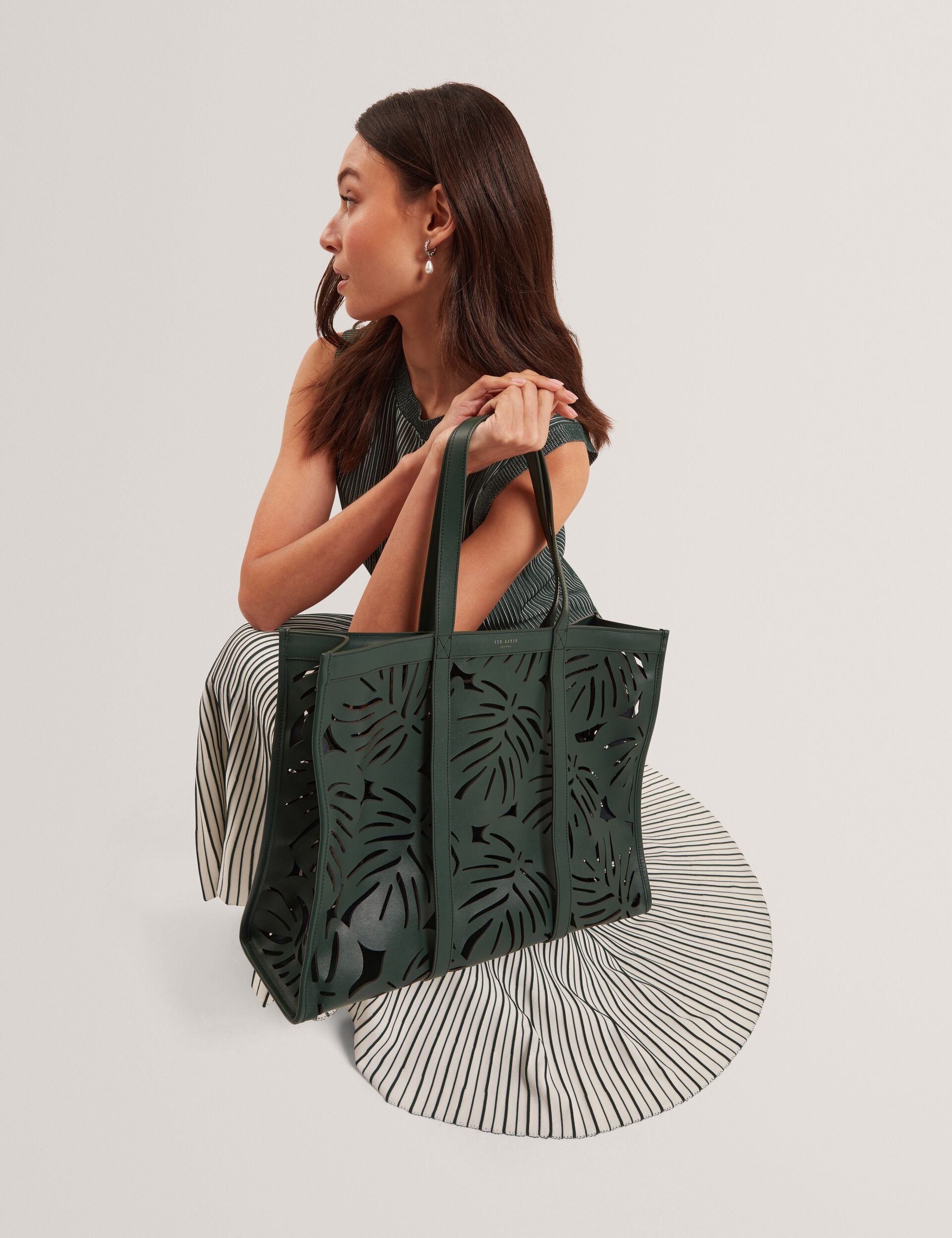 Ted Baker Leiian Leaf Cut Out Wide Leather Tote Bag Women's