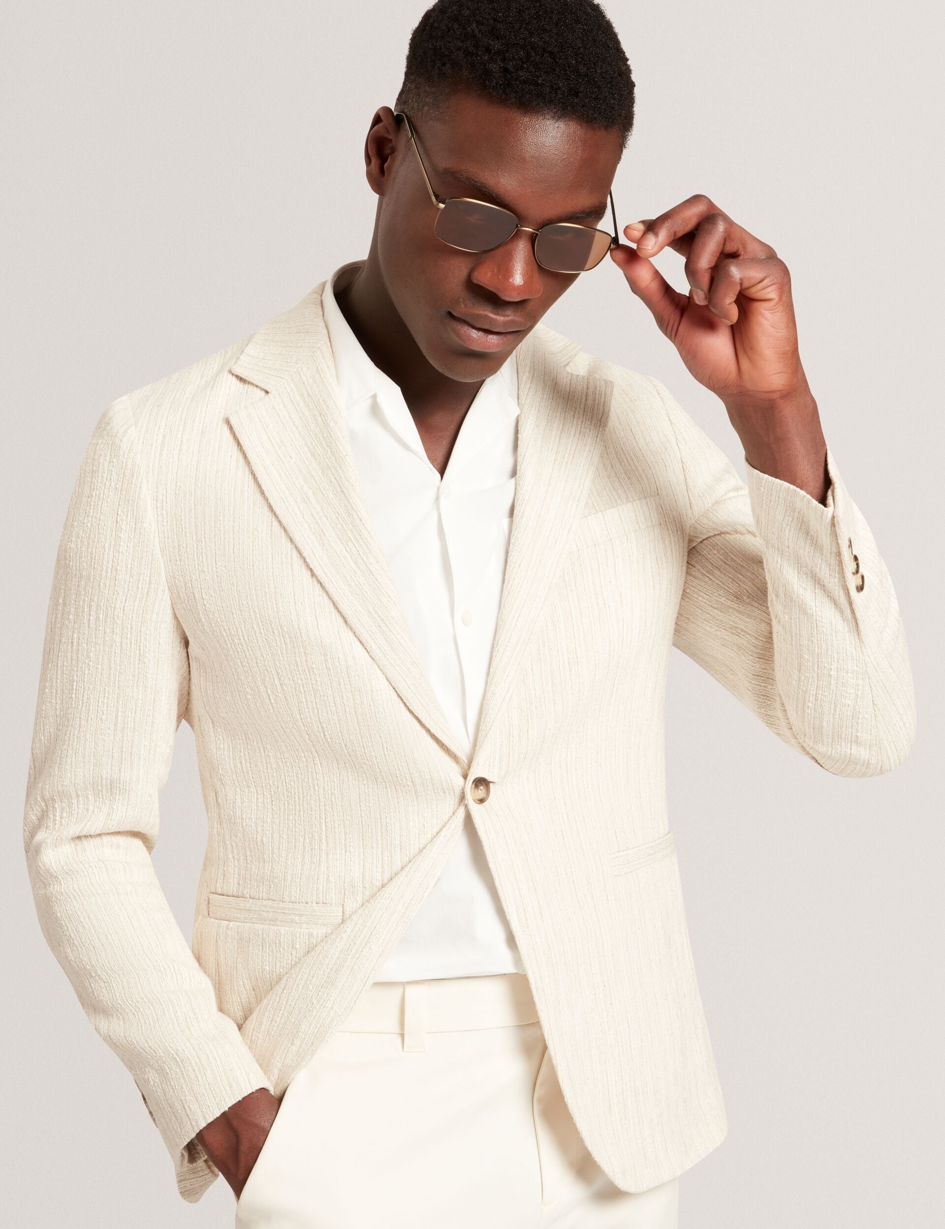 Ted Baker Rusticj Textured Boucle Cotton Blend Blazer