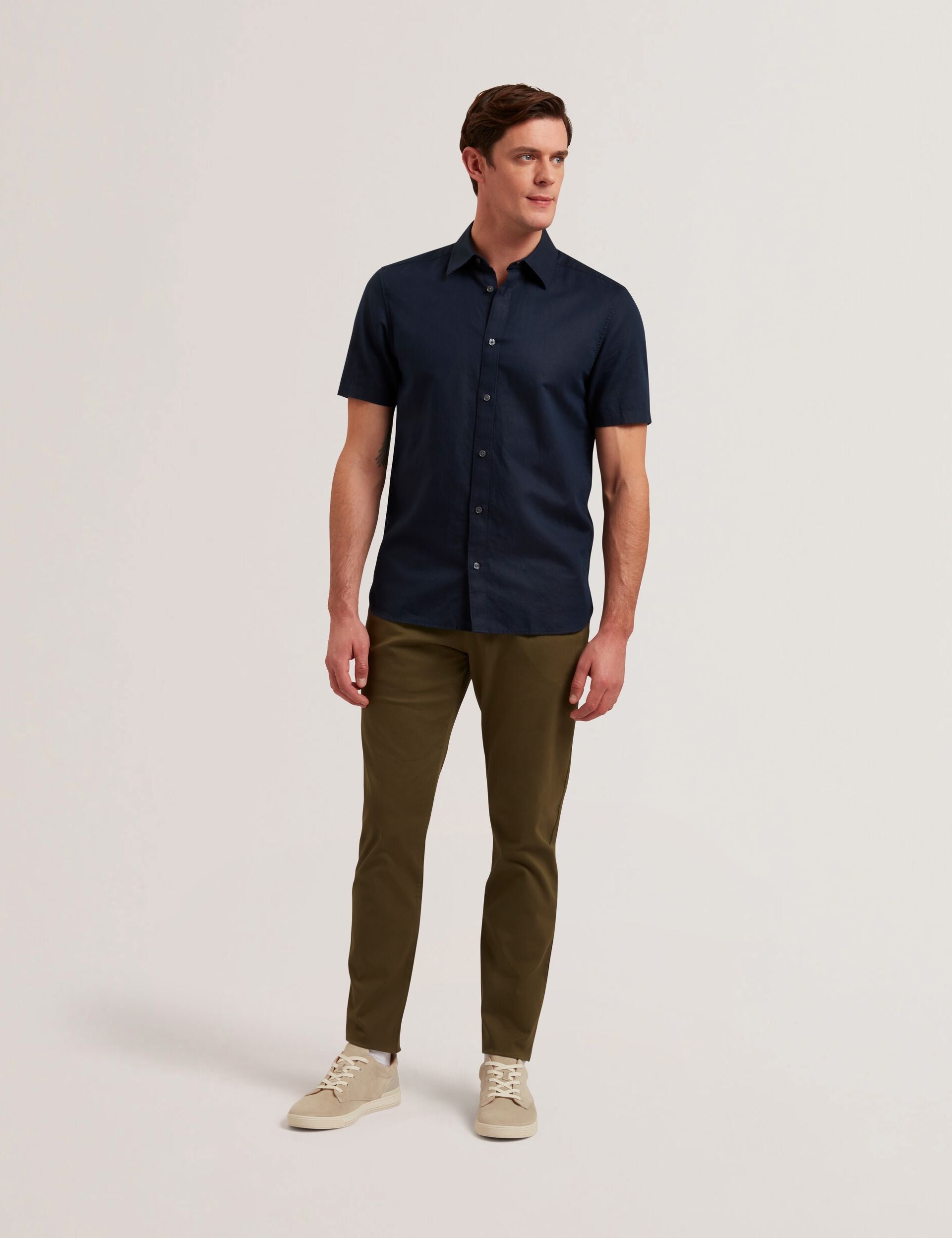 Ted Baker Batford Khaki Slim Fit Cotton Blend Chinos