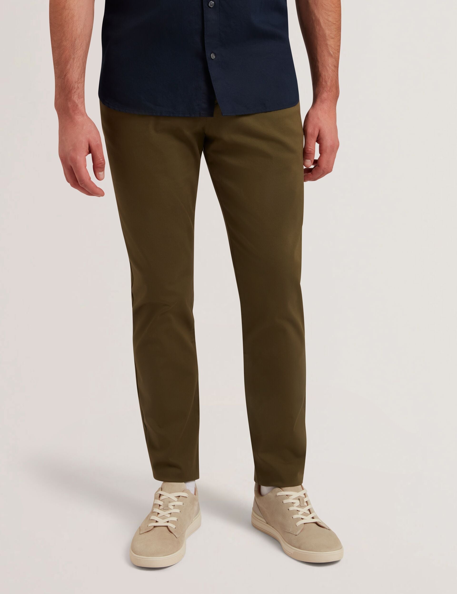 Ted Baker Batford Khaki Slim Fit Cotton Blend Chinos
