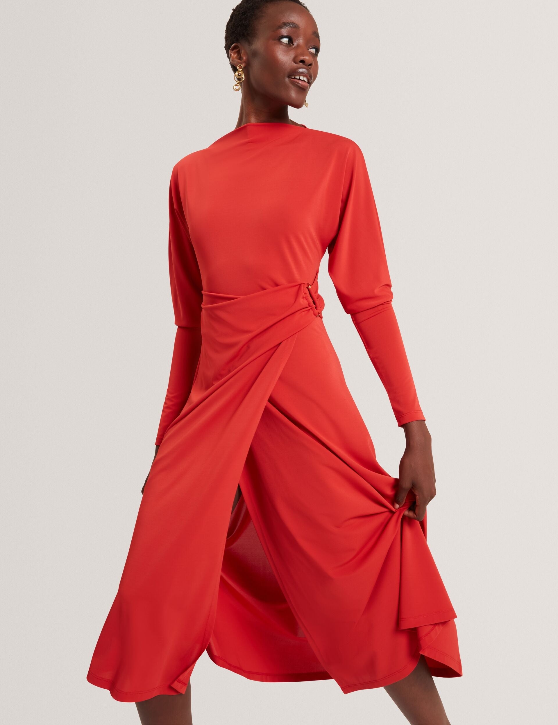 Ted Baker Ralhaa Wrapover Jersey Long Sleeve Midi Dress Women's