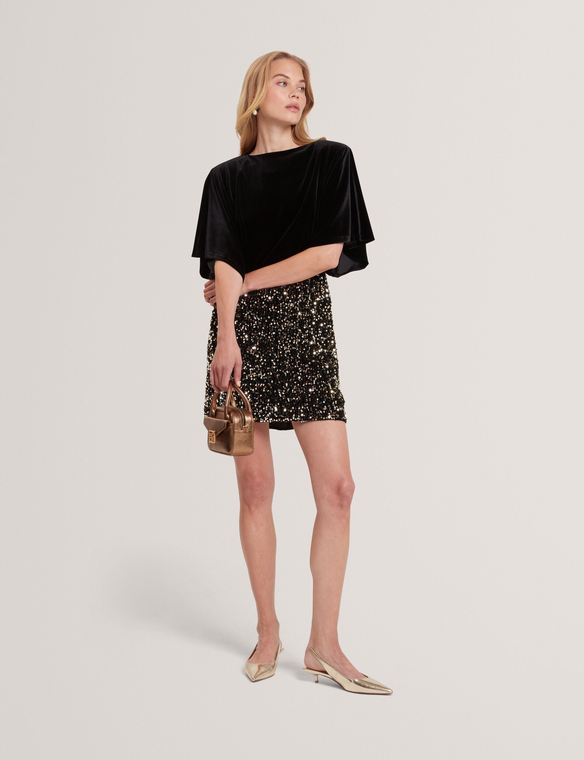 Ted Baker Kcatt Velvet Flutter Sleeve Cropped Top Women's