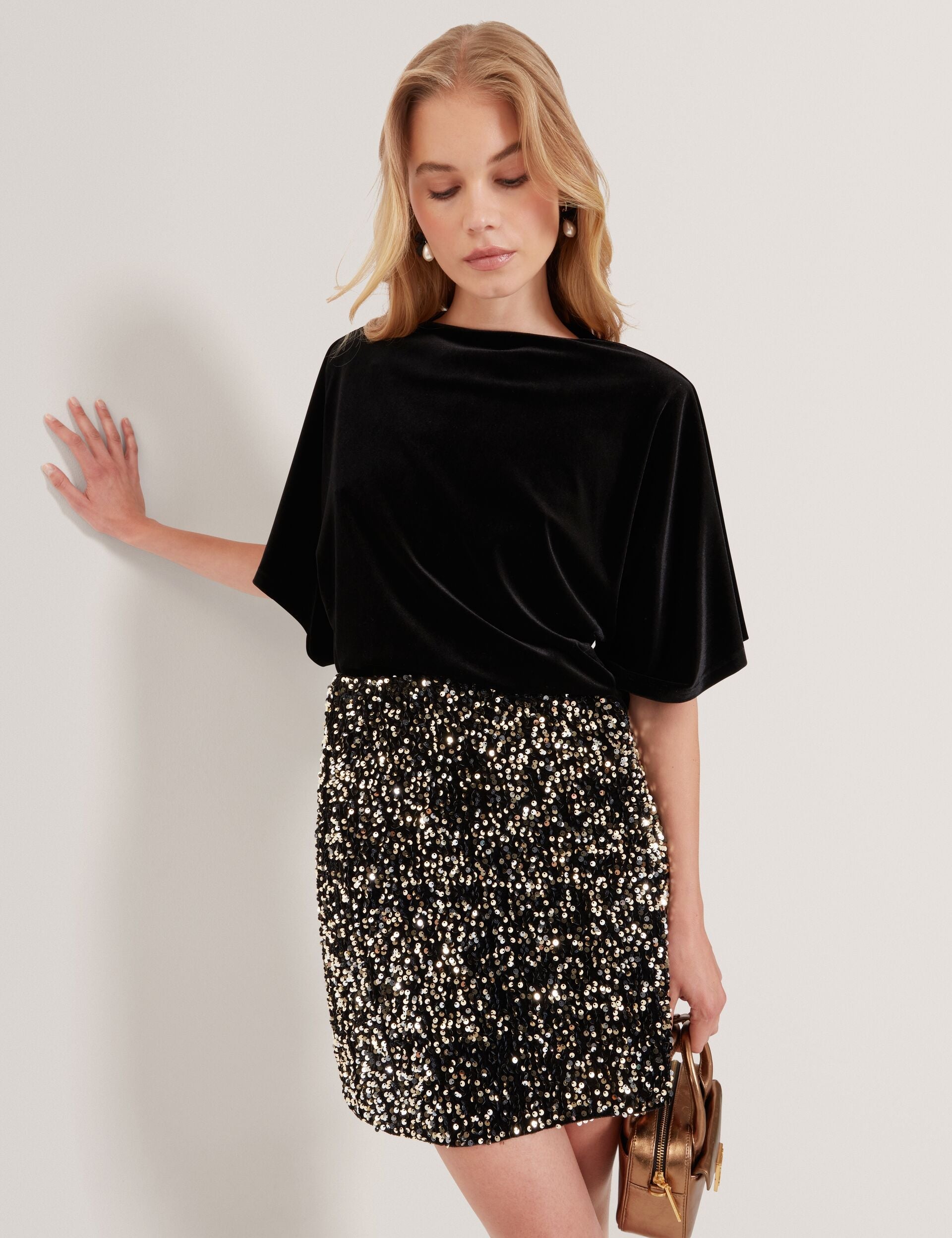 Ted Baker Kcatt Velvet Flutter Sleeve Cropped Top Women's