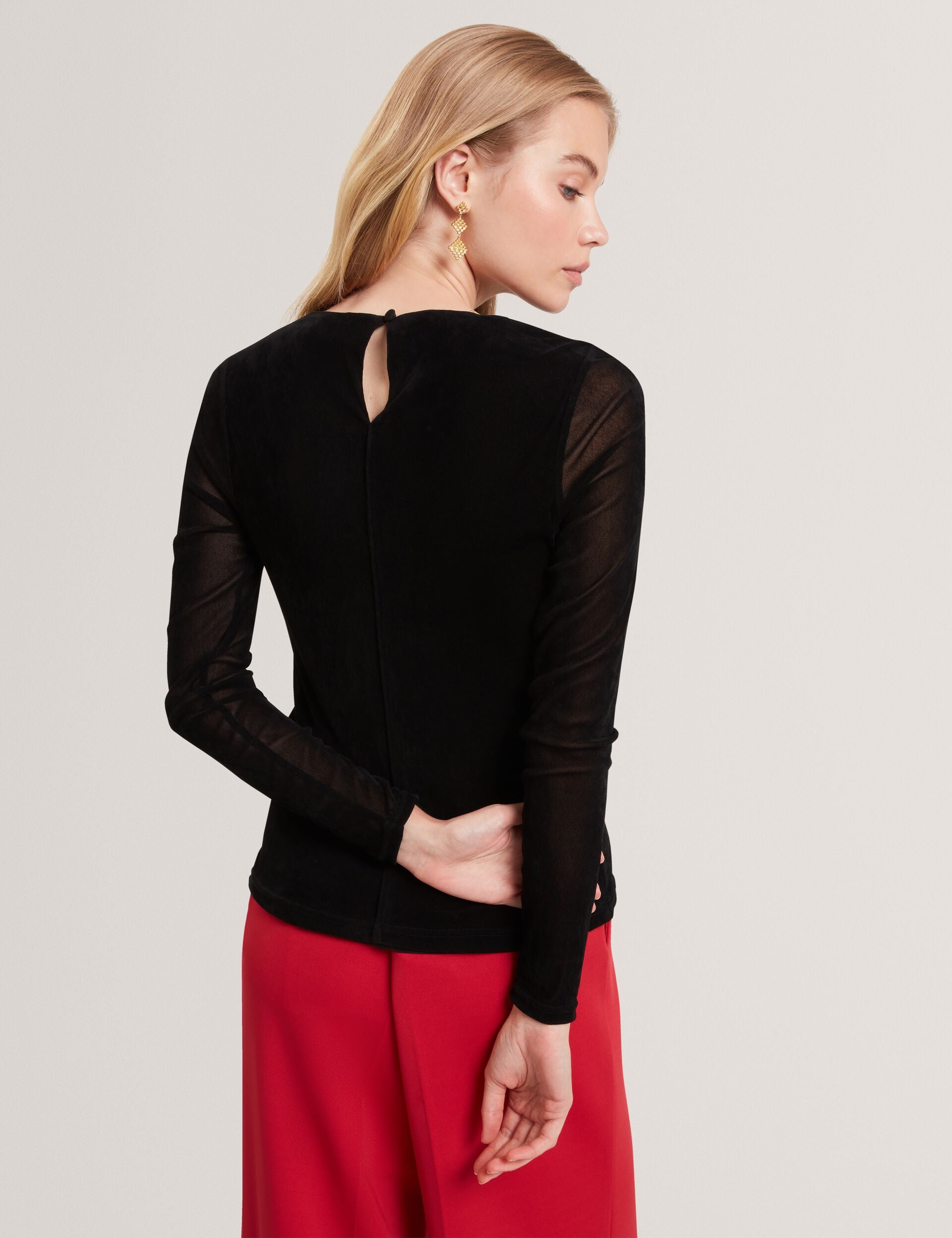 Ted Baker Sancie Velvet Mesh Fitted Long Sleeve Top Women's