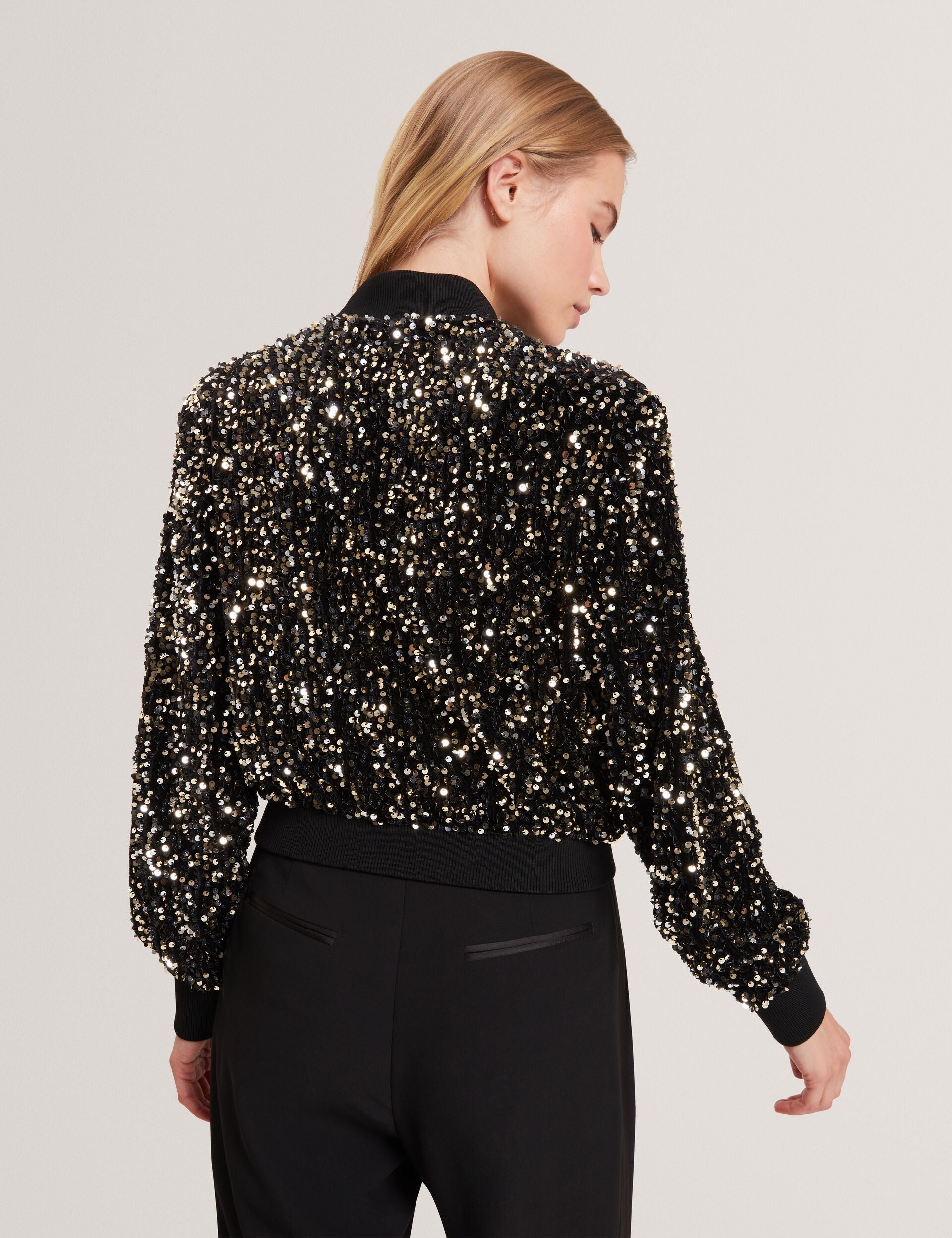 Ted Baker Shii Sequined Velvet Cropped Bomber Jacket Women's
