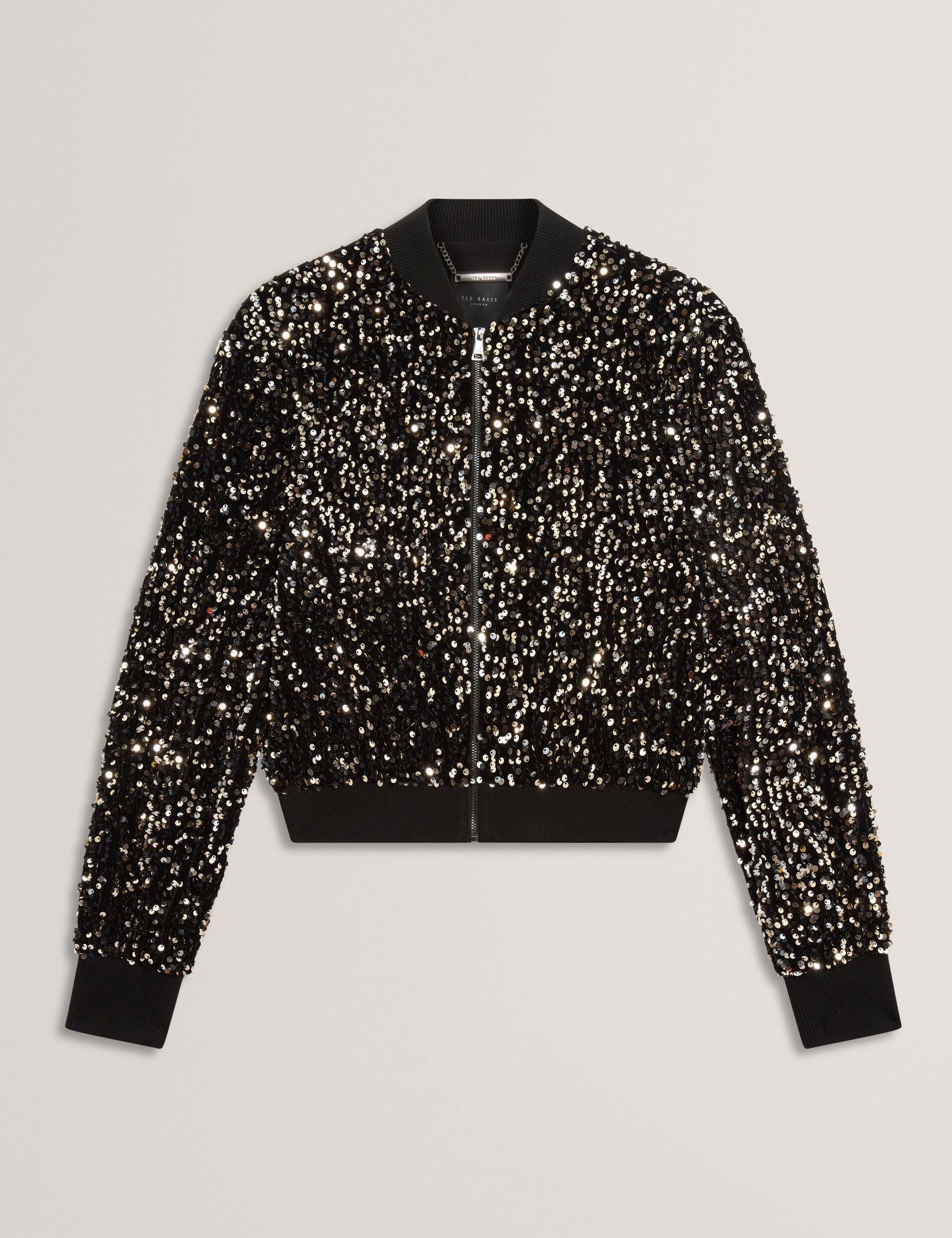 Ted Baker Shii Sequined Velvet Cropped Bomber Jacket Women's