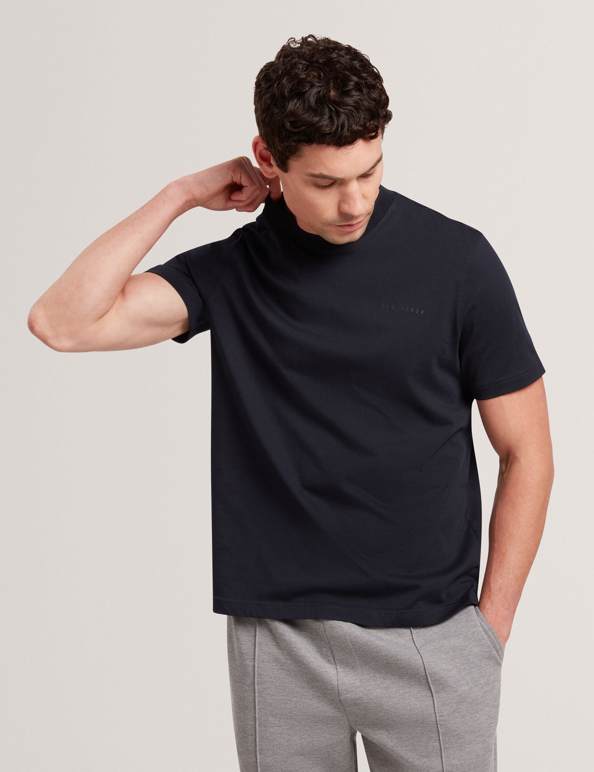 Ted Baker Lierts Textured Neckline Branded Tshirt