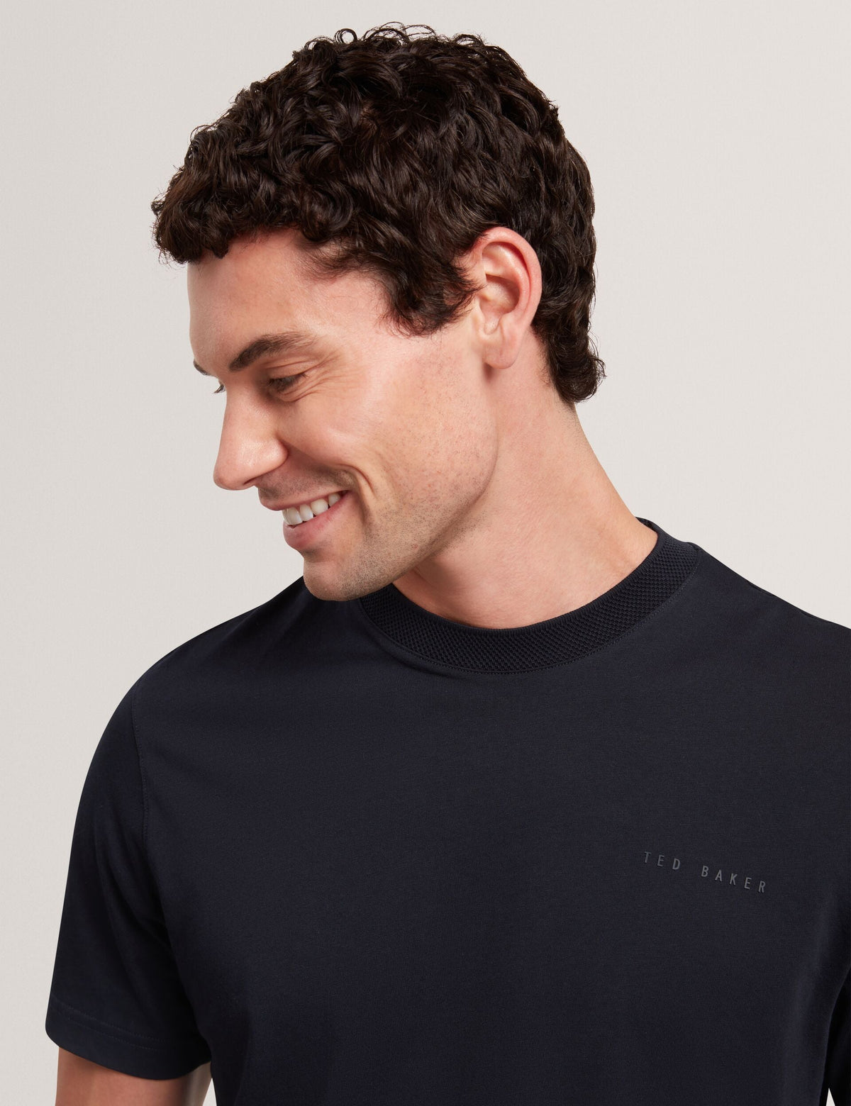 Ted Baker Lierts Textured Neckline Branded Tshirt