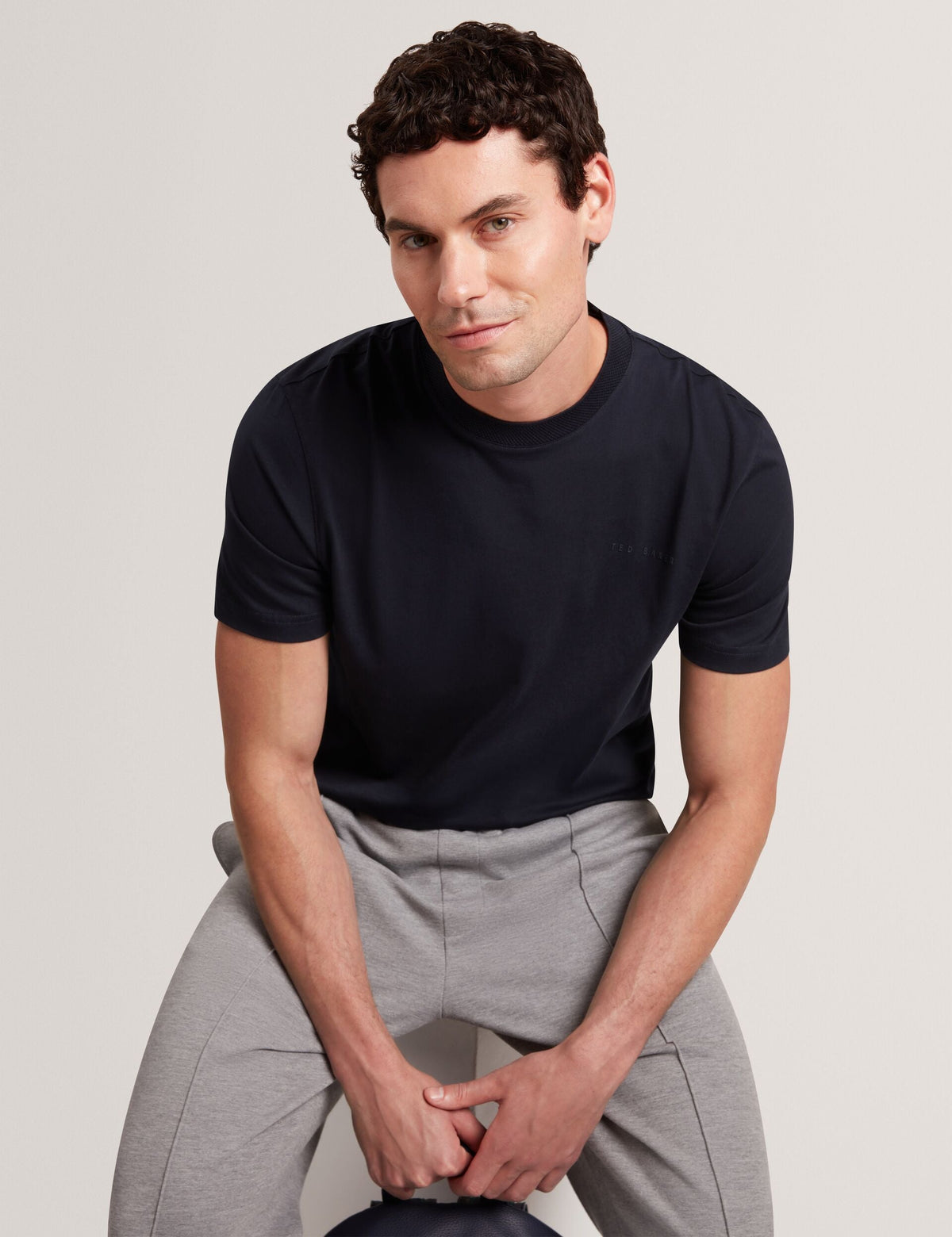 Ted Baker Lierts Textured Neckline Branded Tshirt