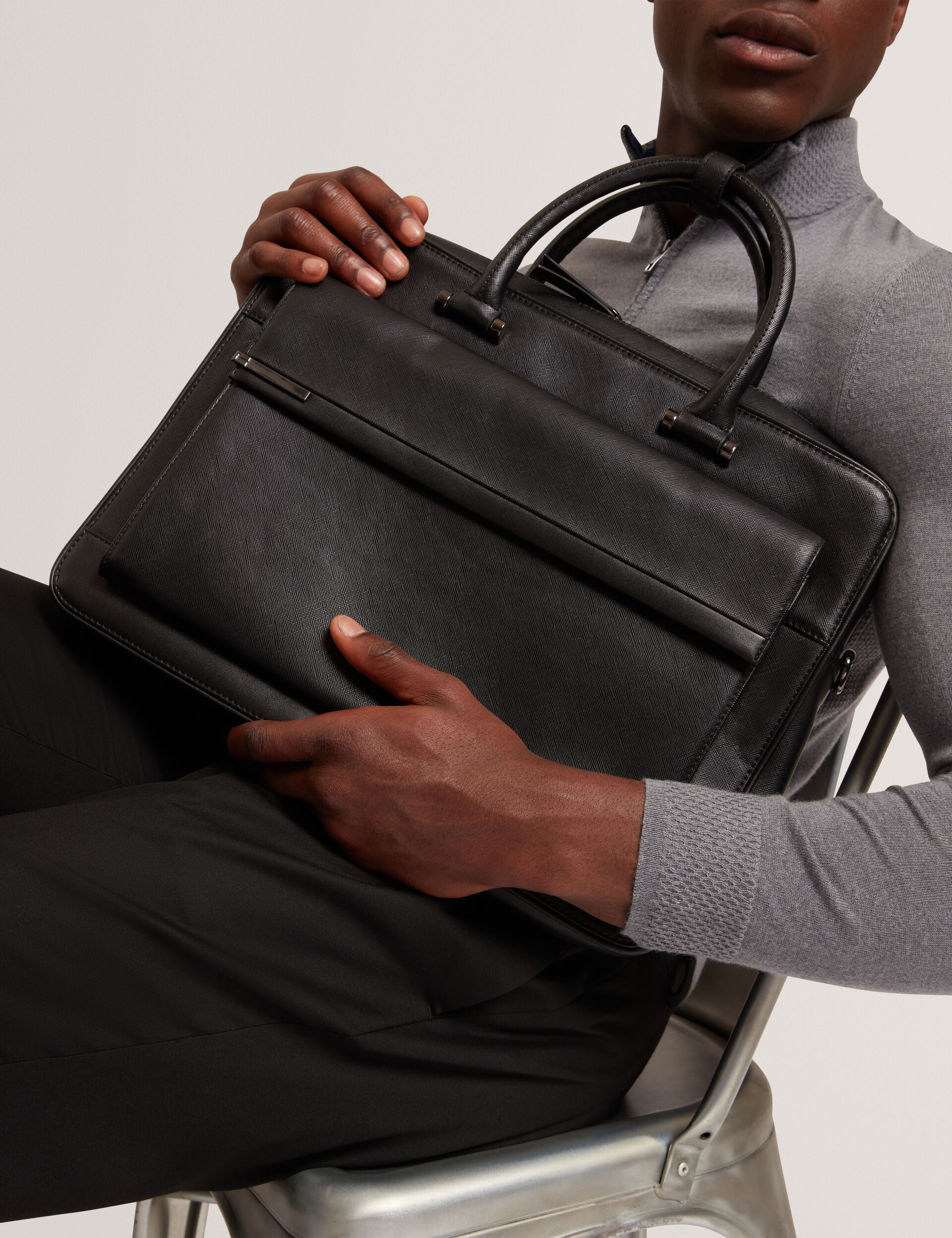 Ted Baker Sanndro Crosshatch Faux Leather Laptop Bag