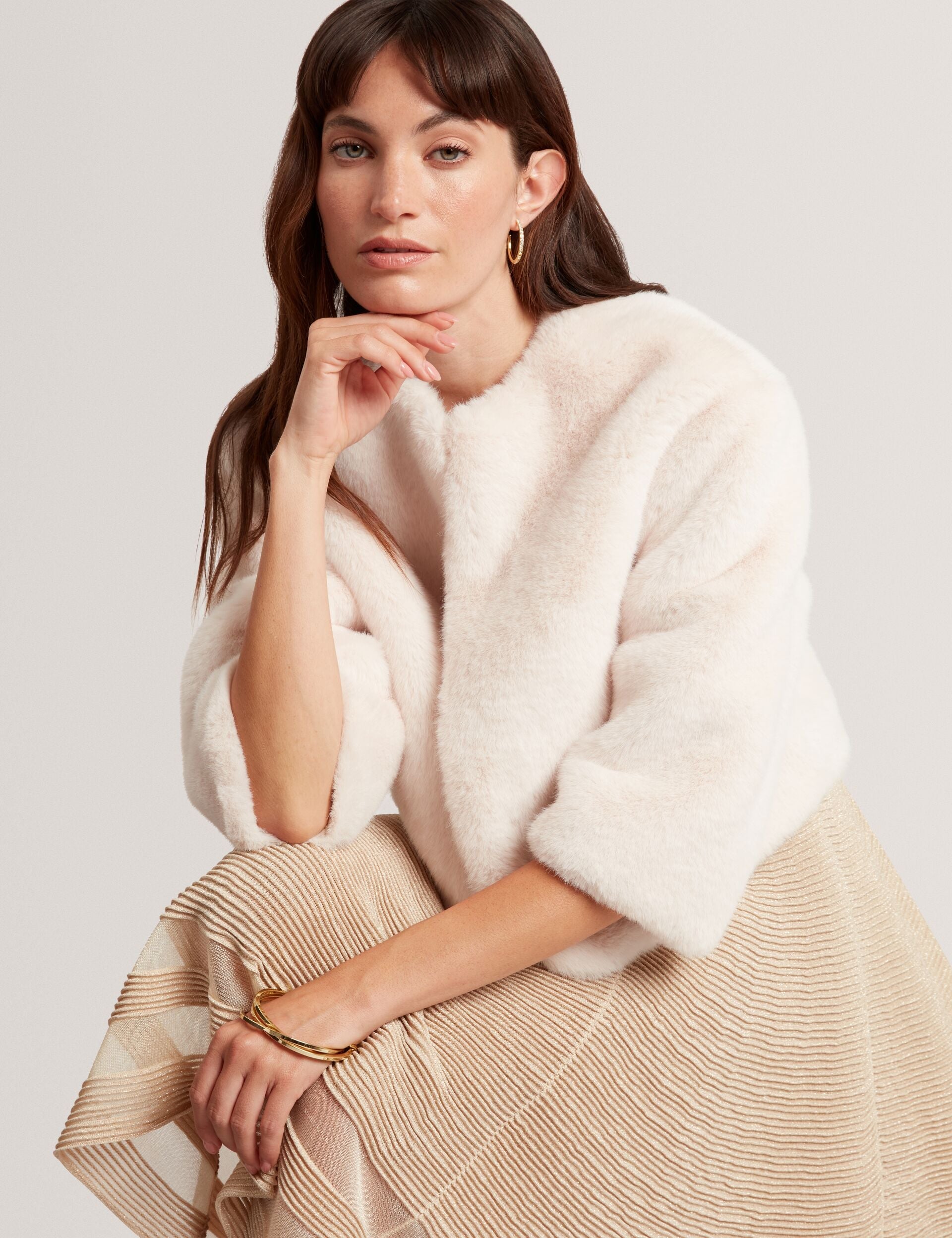 Ted Baker Primmra Faux Fur Open Cropped Jacket Women's