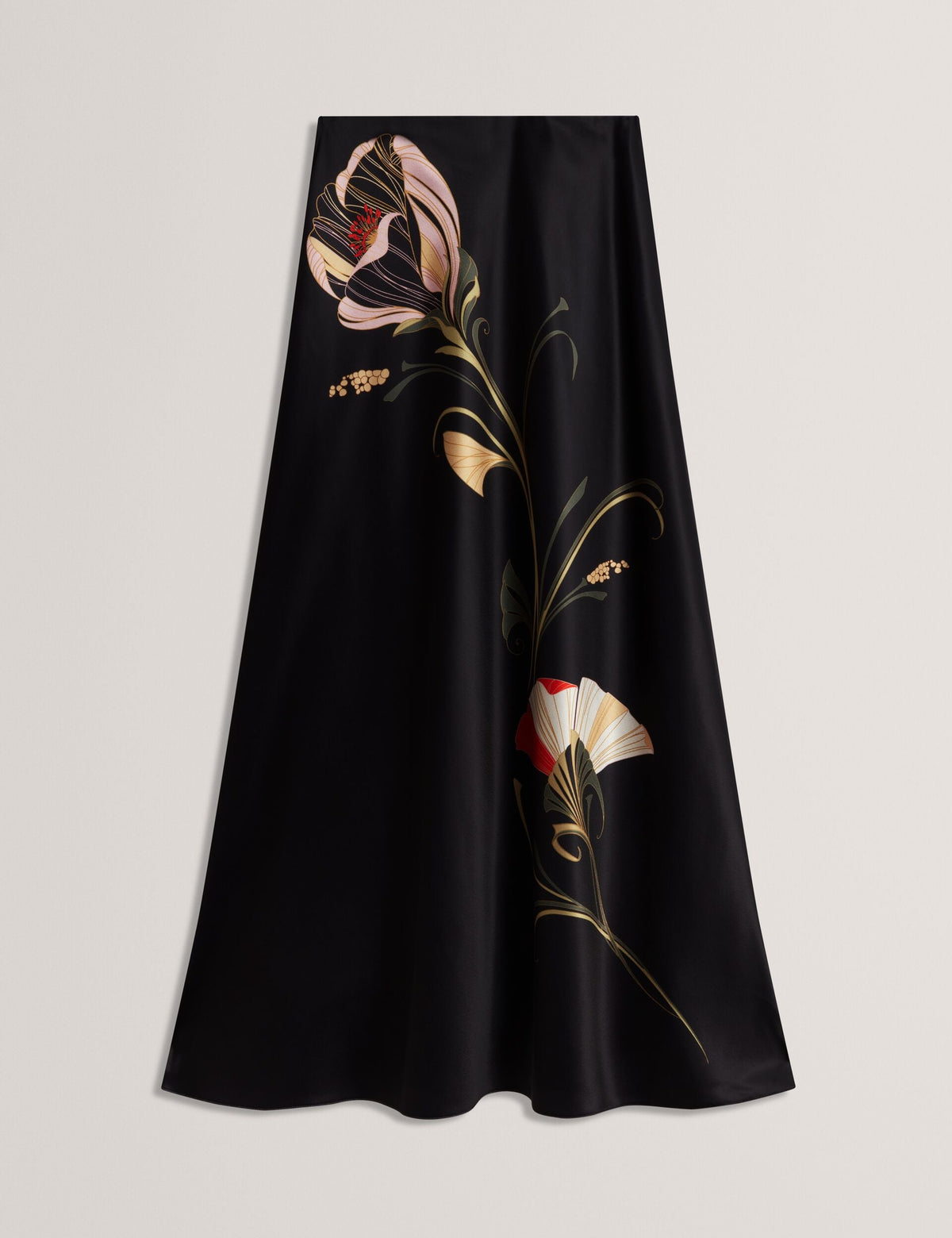 Ted Baker Salira Floral Graphic Satin Bias Maxi Skirt Women's