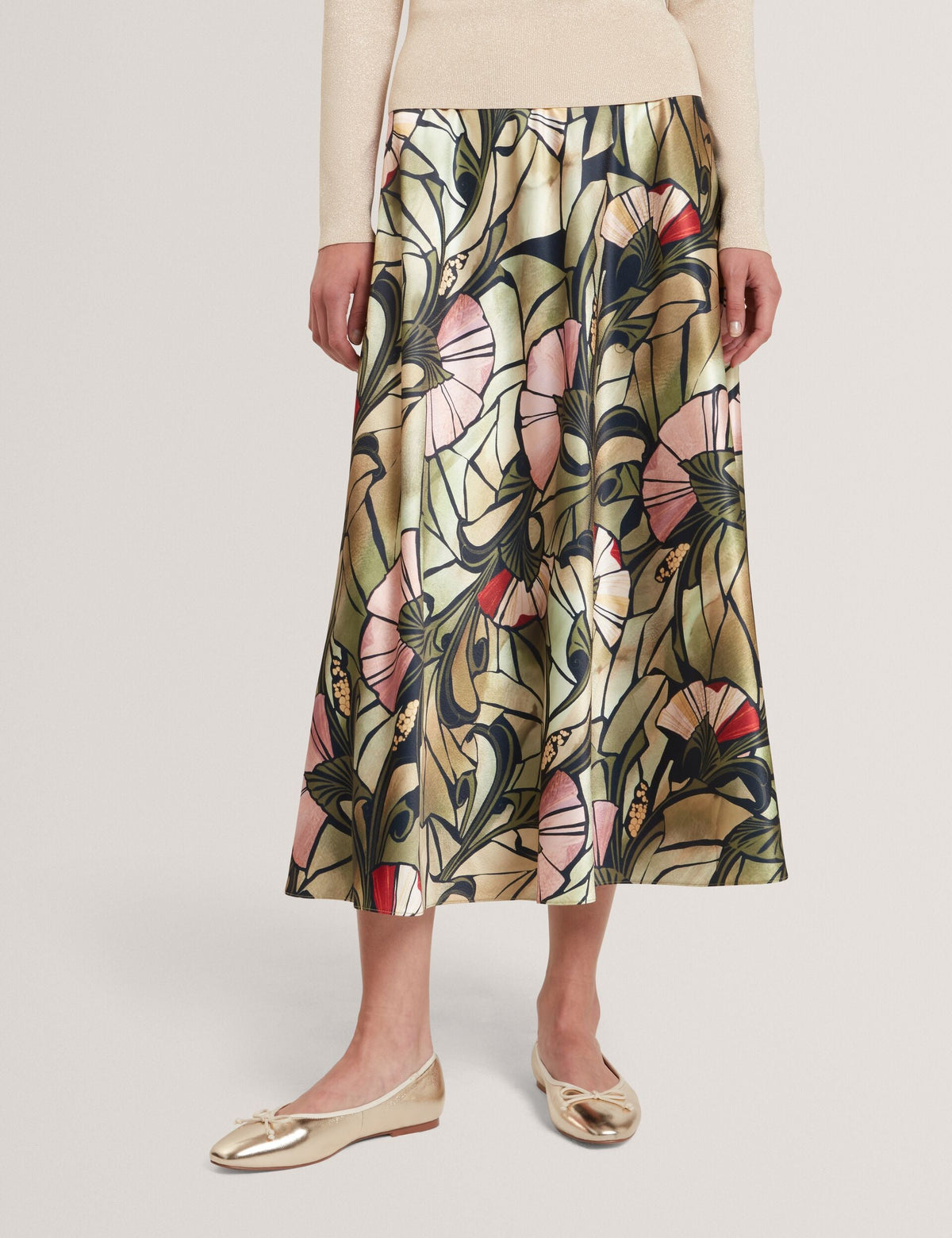 Ted Baker Alhie Mirrored Print Satin Midi Full Skirt Women's